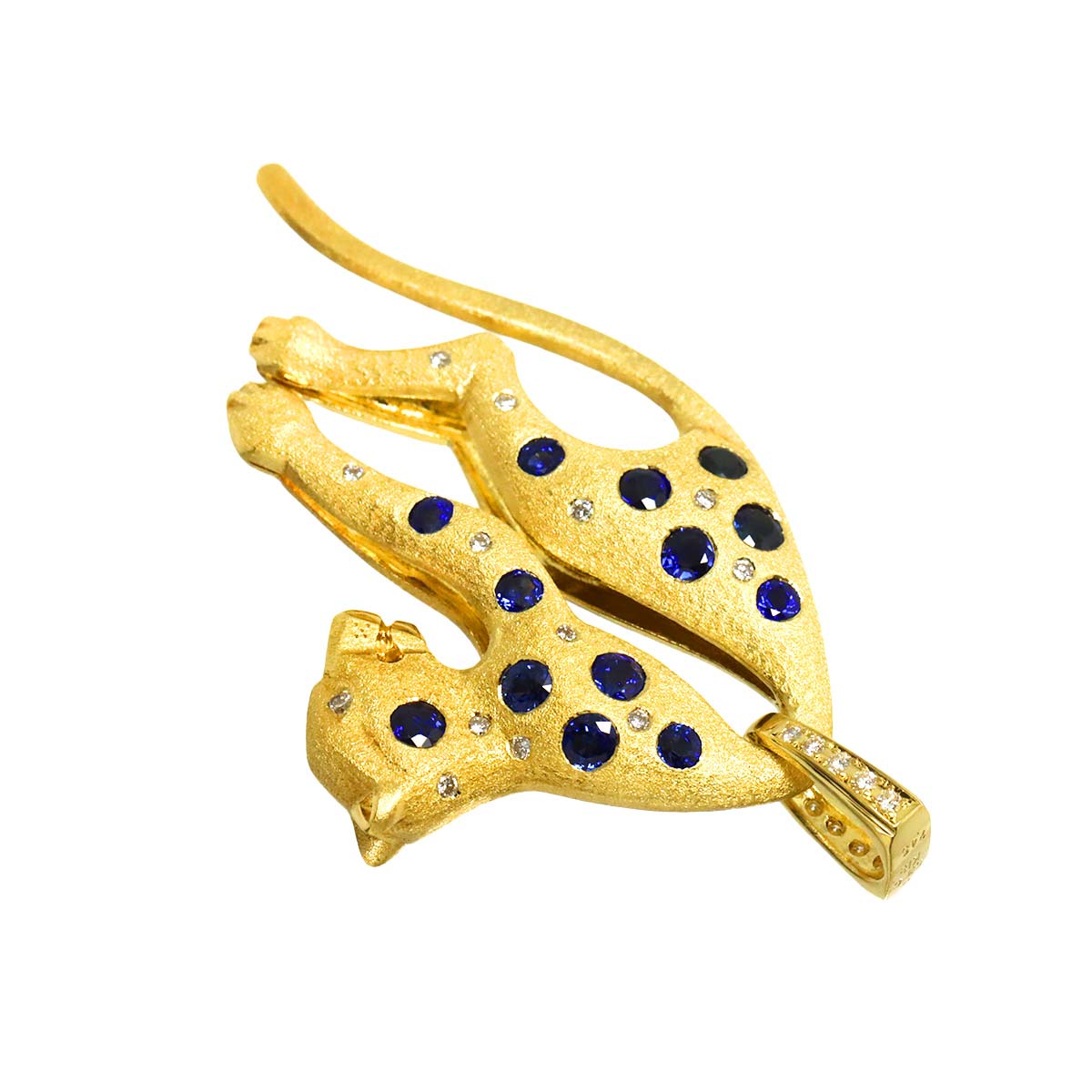 Sapphire 2.45ct Diamond 0.30ct Pendant Top 18K K18 YG Yellow Gold 750