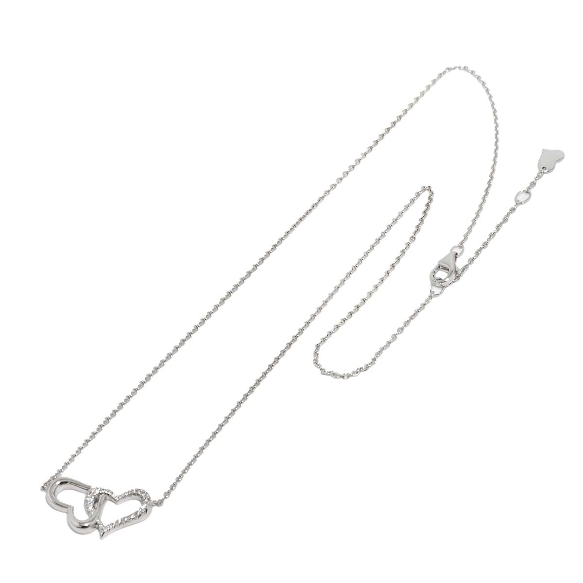 Lime Light Double Heart Diamond Necklace 18K WG 750
