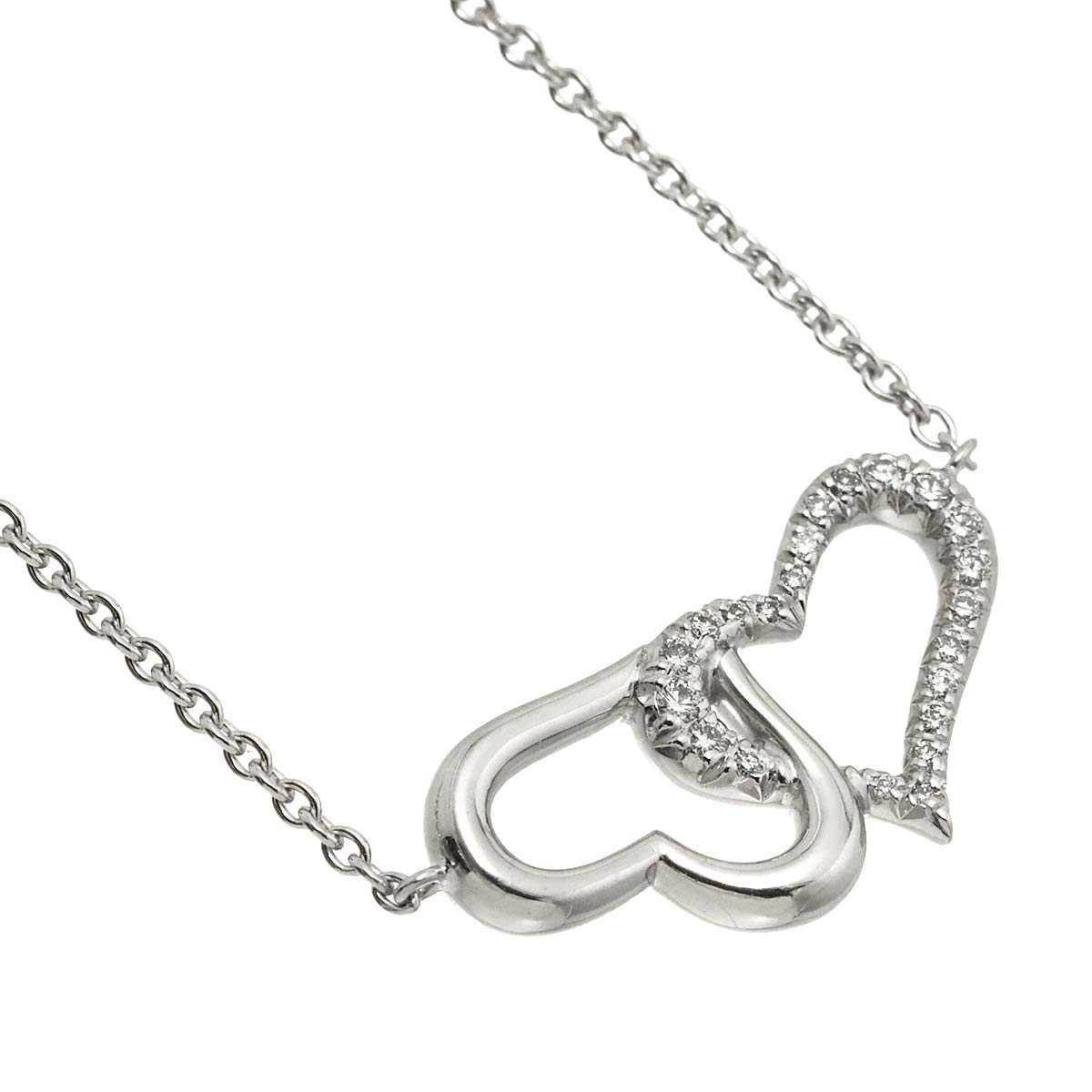 Lime Light Double Heart Diamond Necklace 18K WG 750