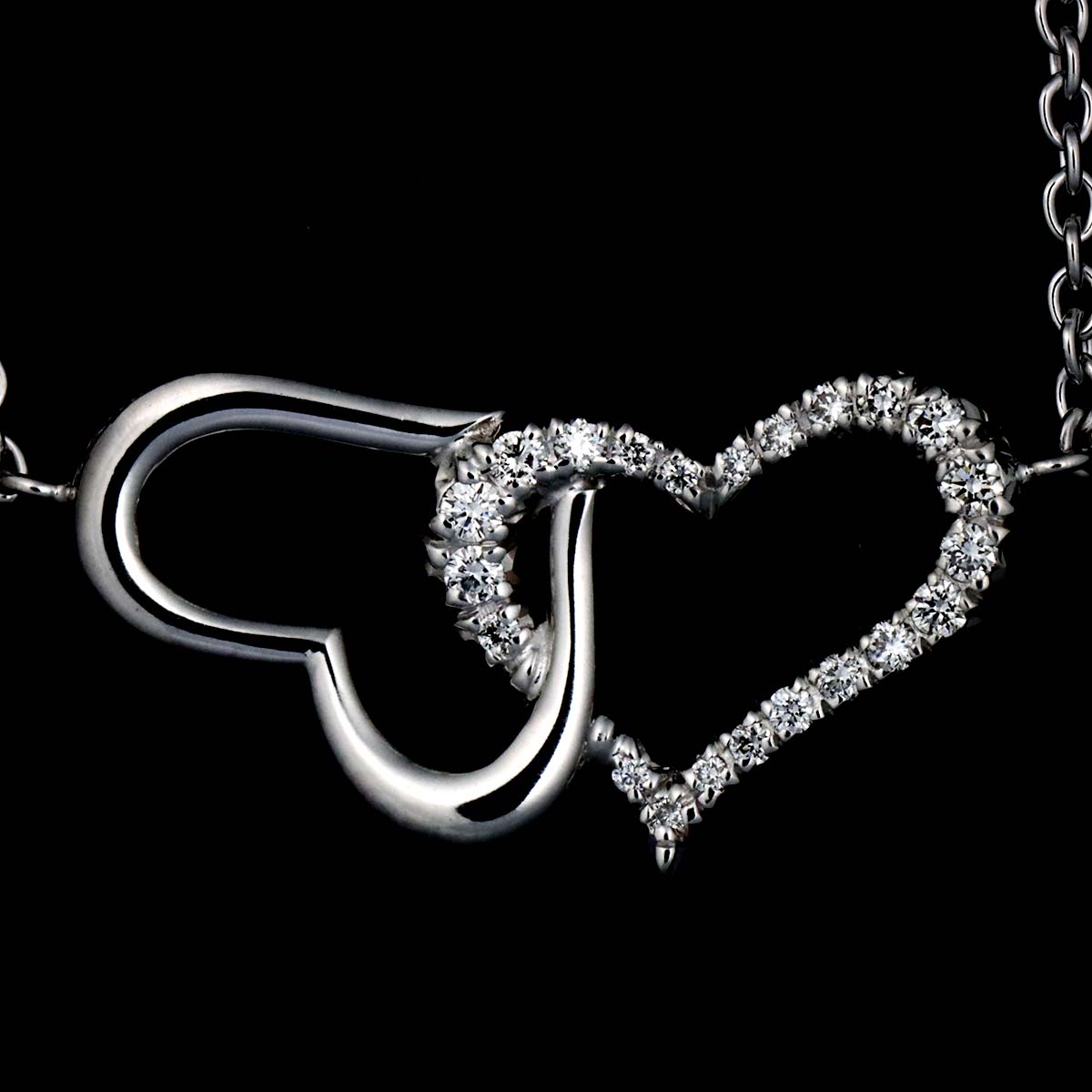 Lime Light Double Heart Diamond Necklace 18K WG 750