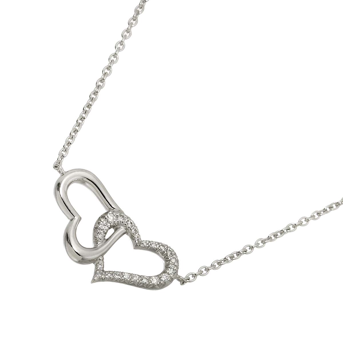 Lime Light Double Heart Diamond Necklace 18K WG 750