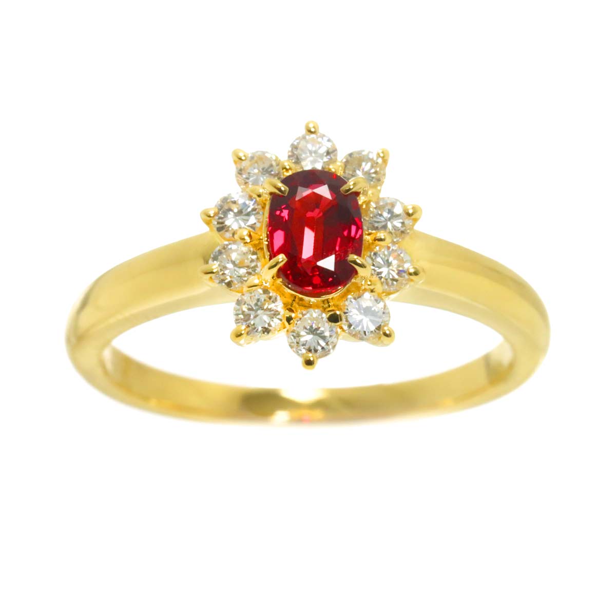 Ruby 0.39ct Diamond 0.31ct Ring 18K YG 750 size:5.5-5.75(US)