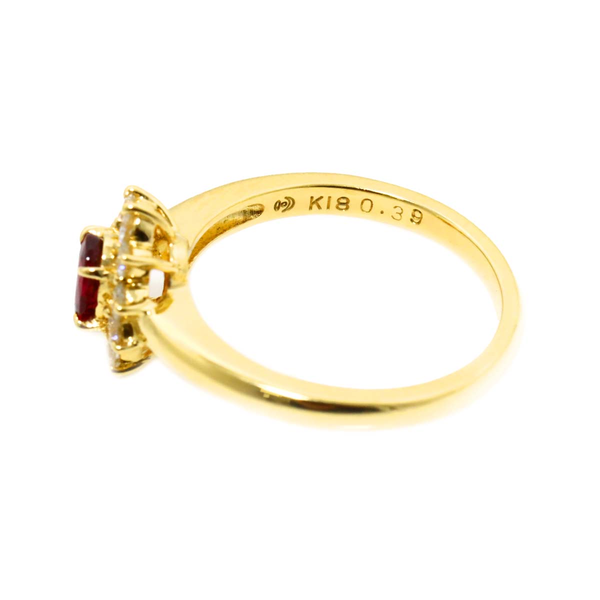 Ruby 0.39ct Diamond 0.31ct Ring 18K YG 750 size:5.5-5.75(US)