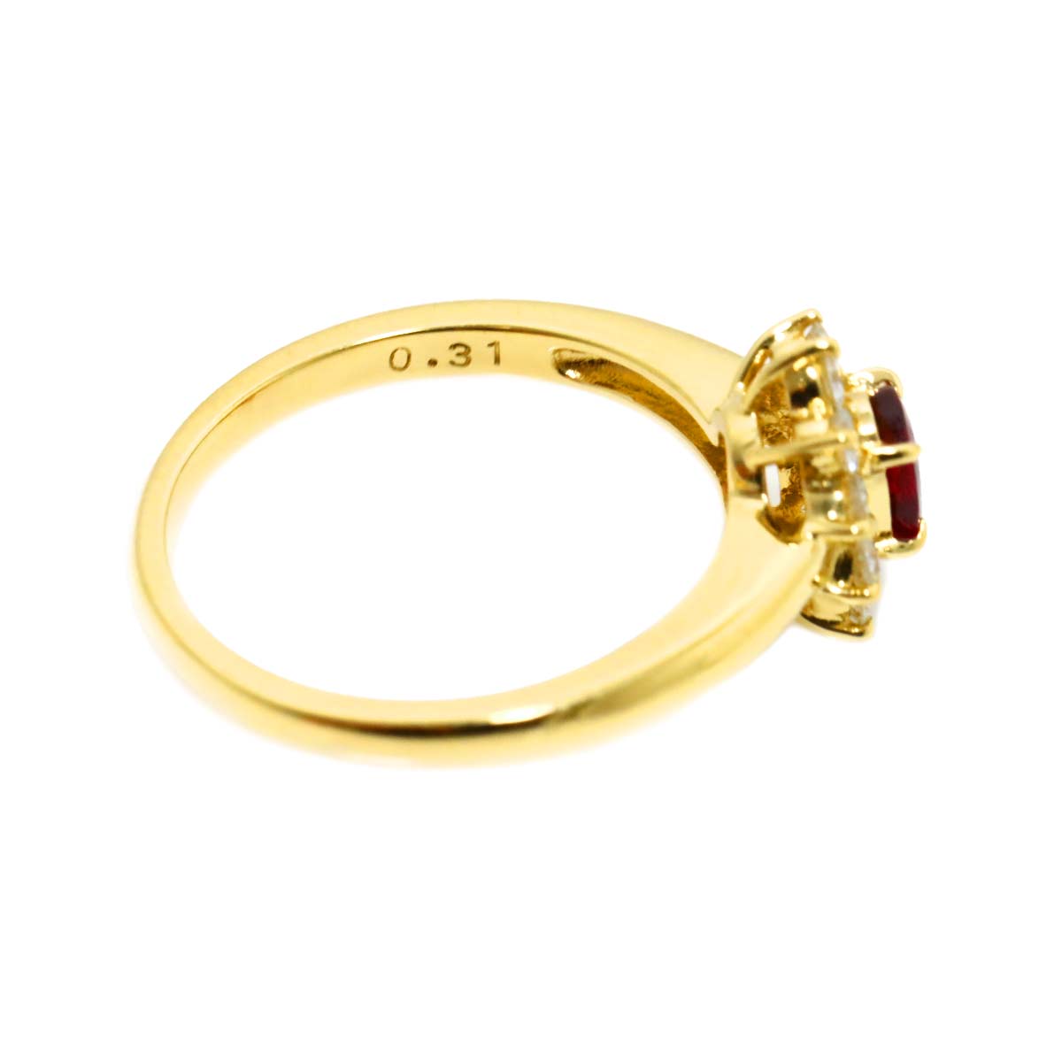 Ruby 0.39ct Diamond 0.31ct Ring 18K YG 750 size:5.5-5.75(US)