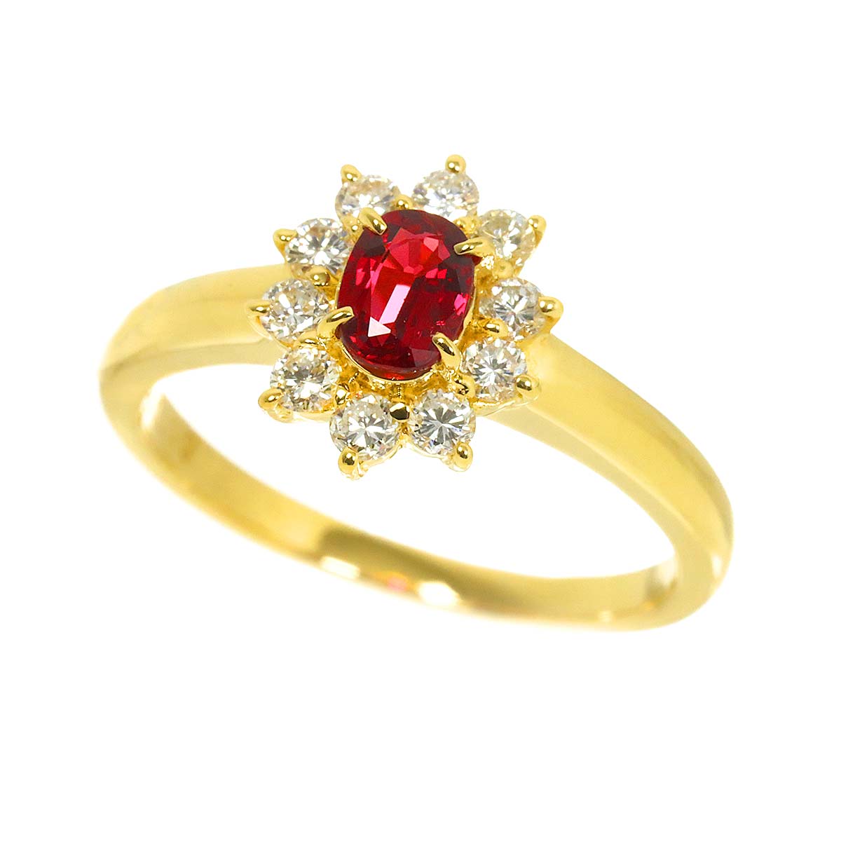 Ruby 0.39ct Diamond 0.31ct Ring 18K YG 750 size:5.5-5.75(US)