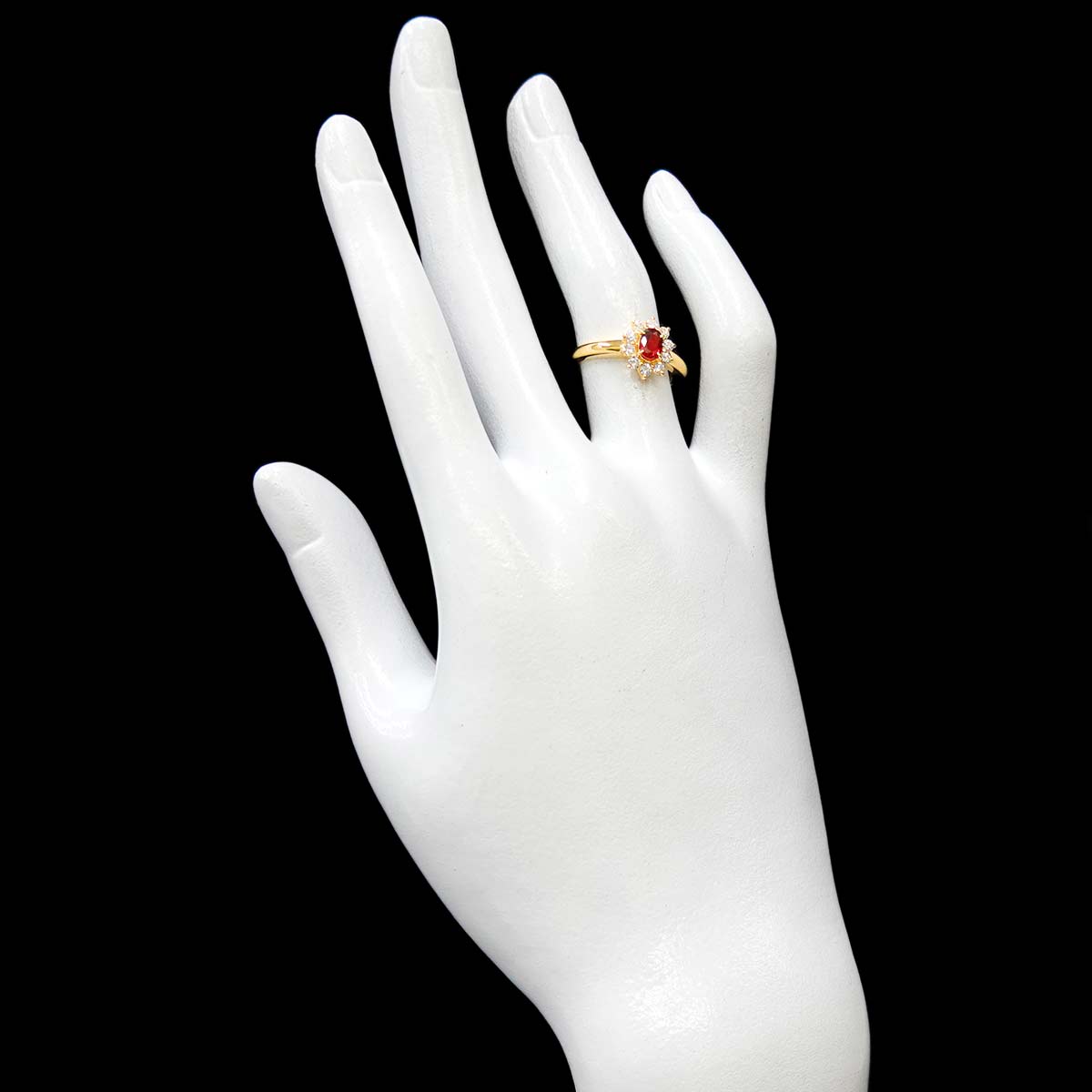 Ruby 0.39ct Diamond 0.31ct Ring 18K YG 750 size:5.5-5.75(US)