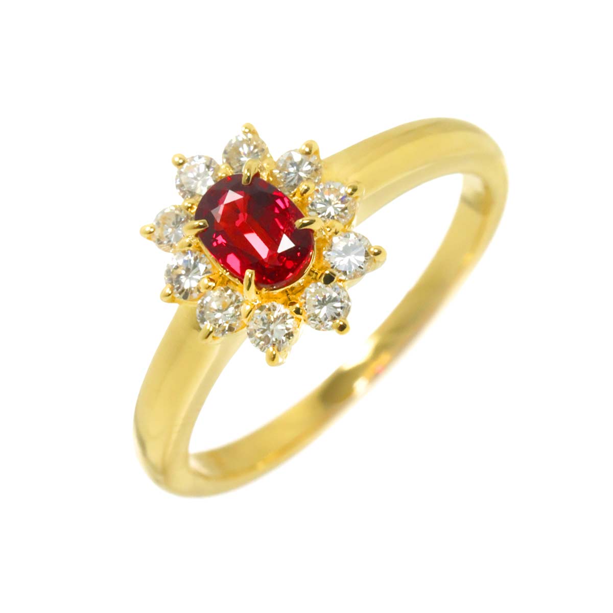 Ruby 0.39ct Diamond 0.31ct Ring 18K YG 750 size:5.5-5.75(US)