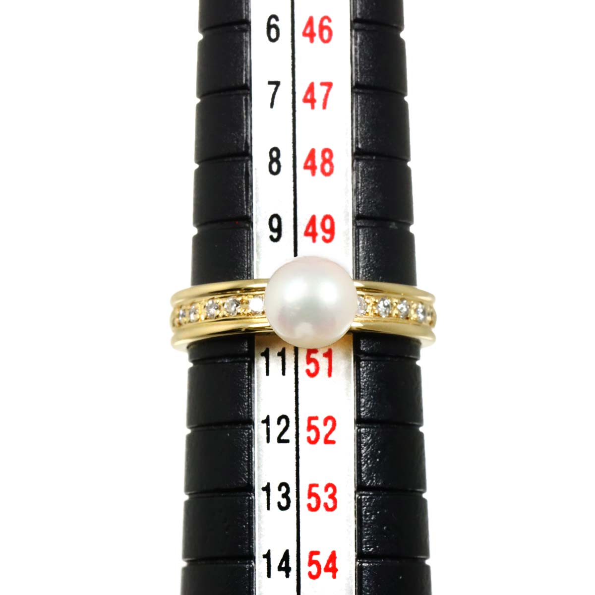 Akoya pearl 6.3mm Diamond 0.10ct Ring 18K YG 750 5.25(US)