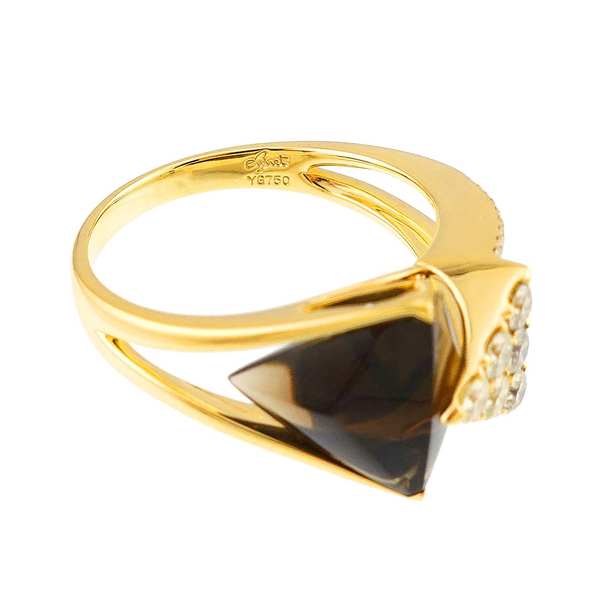 Quartz Diamond 0.55ct Ring 18K YG 750 Size:10.25(US)