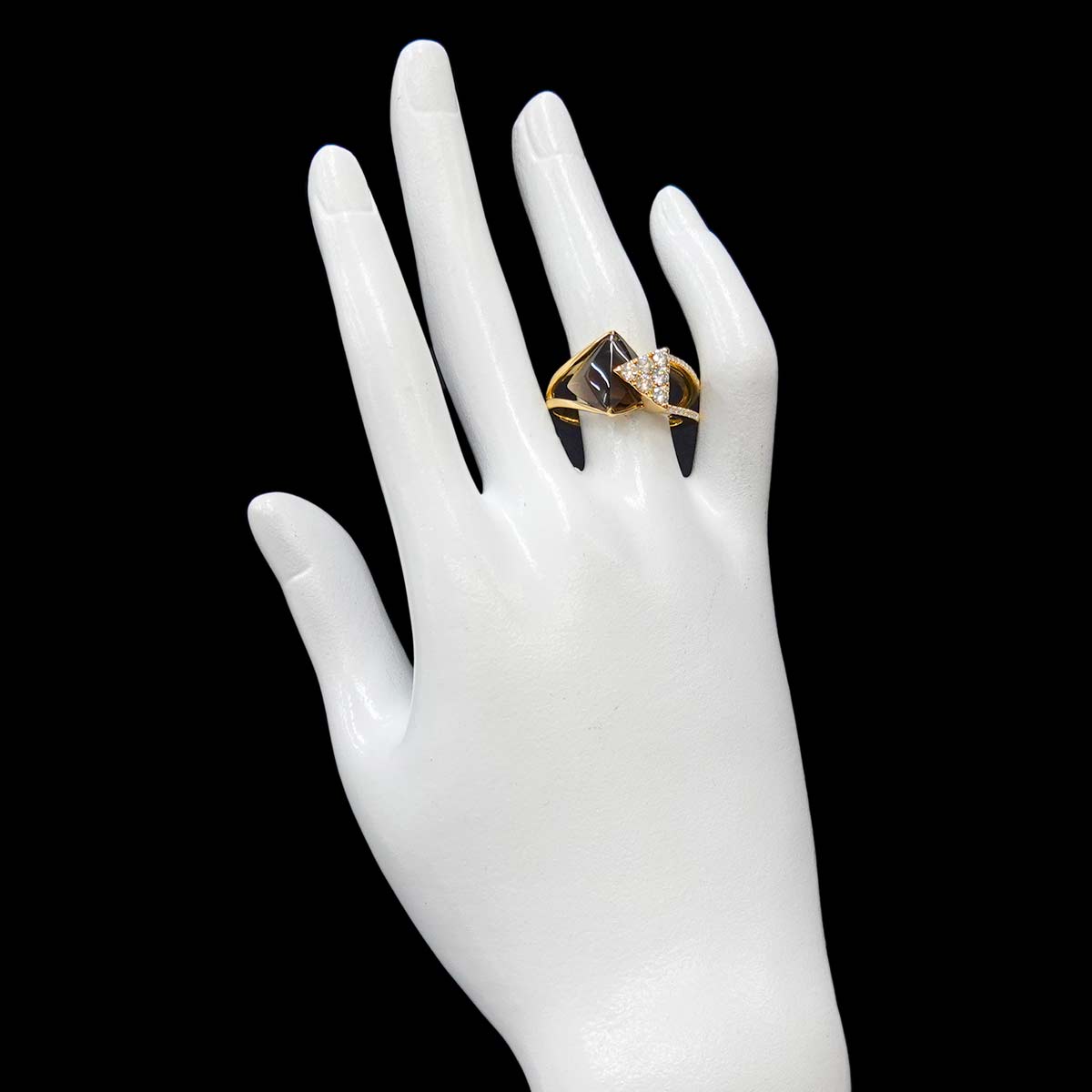 Quartz Diamond 0.55ct Ring 18K YG 750 Size:10.25(US)