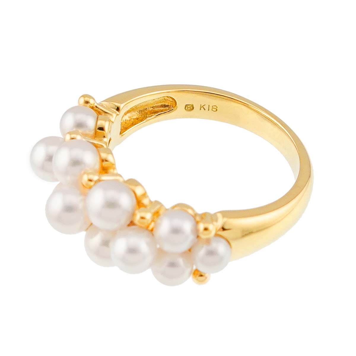 Baby Pearl 3.9-3.2mm Ring 18K YG 750 Size5.5-5.75(US)