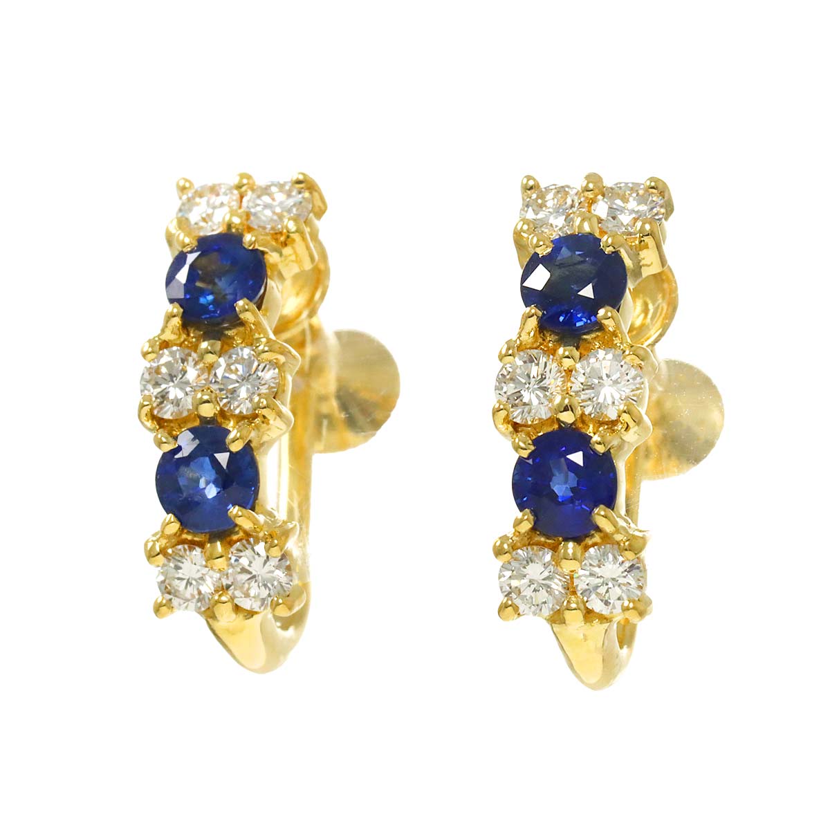 Sapphire 0.42/0.42ct Diamond 0.30/0.30ct Earrings 18K YG 750