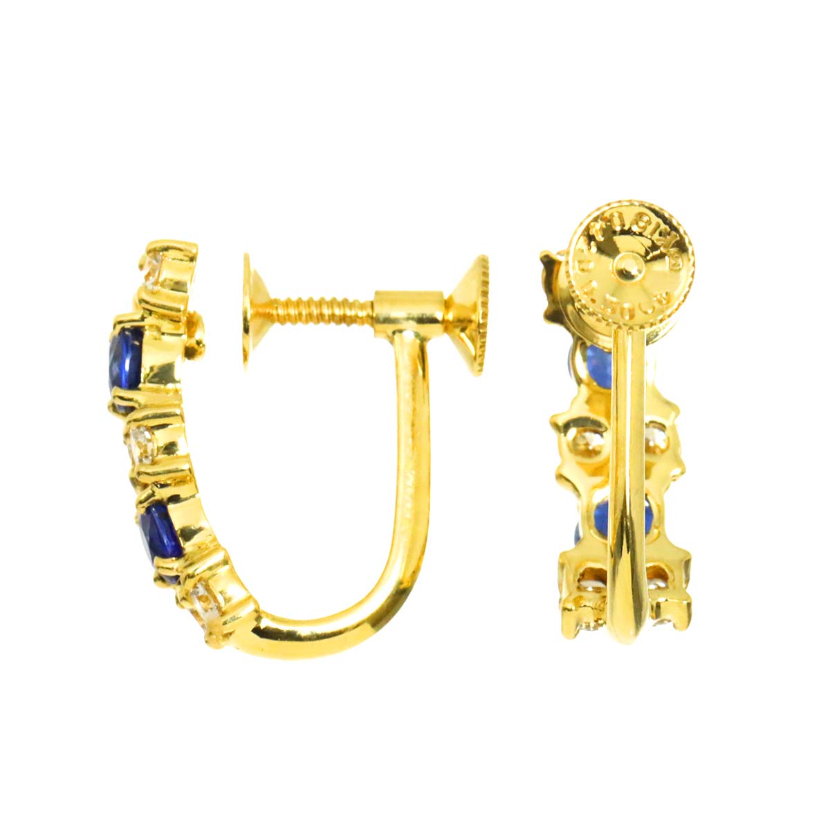 Sapphire 0.42/0.42ct Diamond 0.30/0.30ct Earrings 18K YG 750