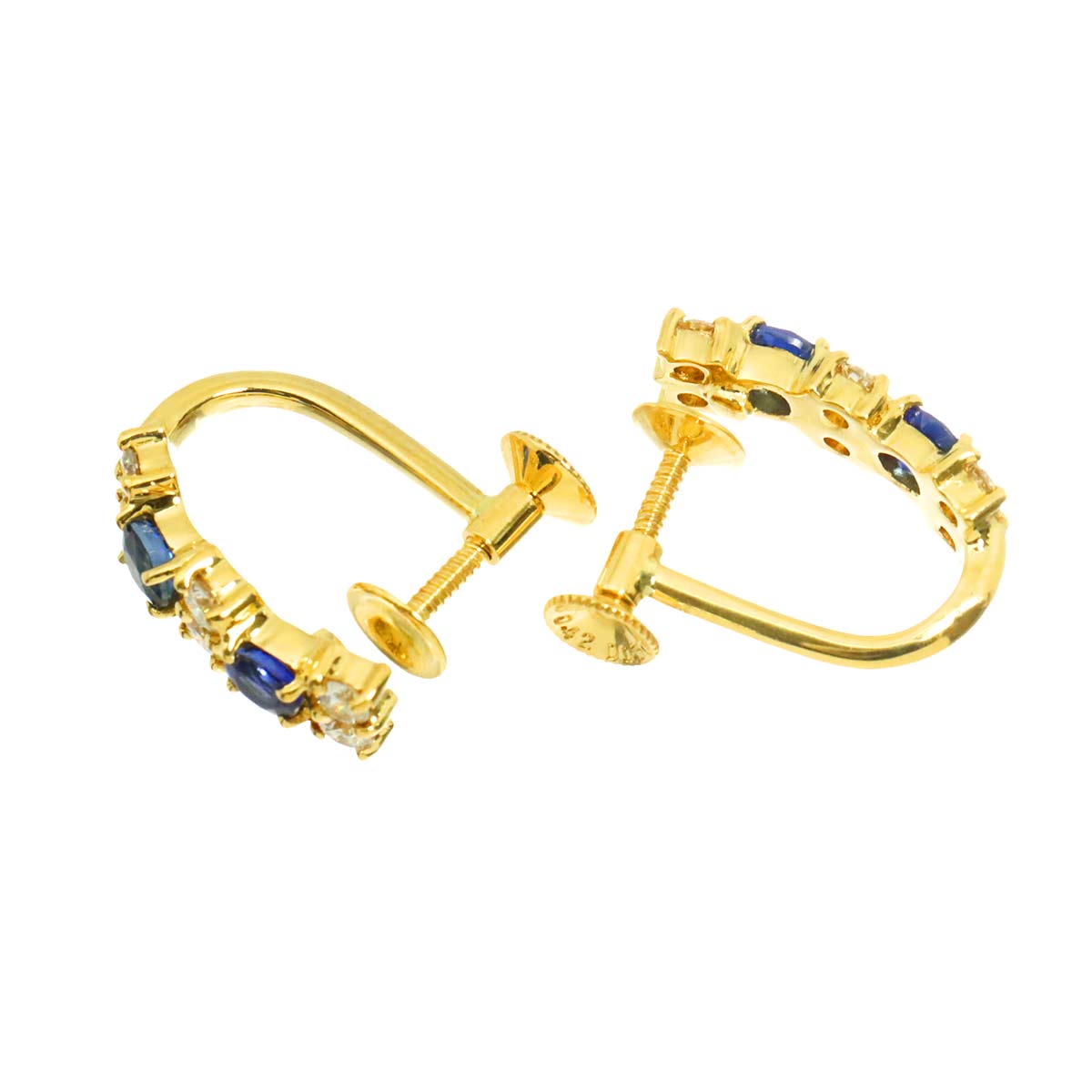 Sapphire 0.42/0.42ct Diamond 0.30/0.30ct Earrings 18K YG 750