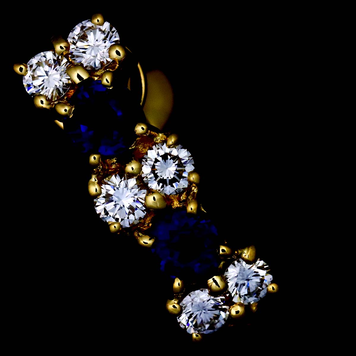 Sapphire 0.42/0.42ct Diamond 0.30/0.30ct Earrings 18K YG 750