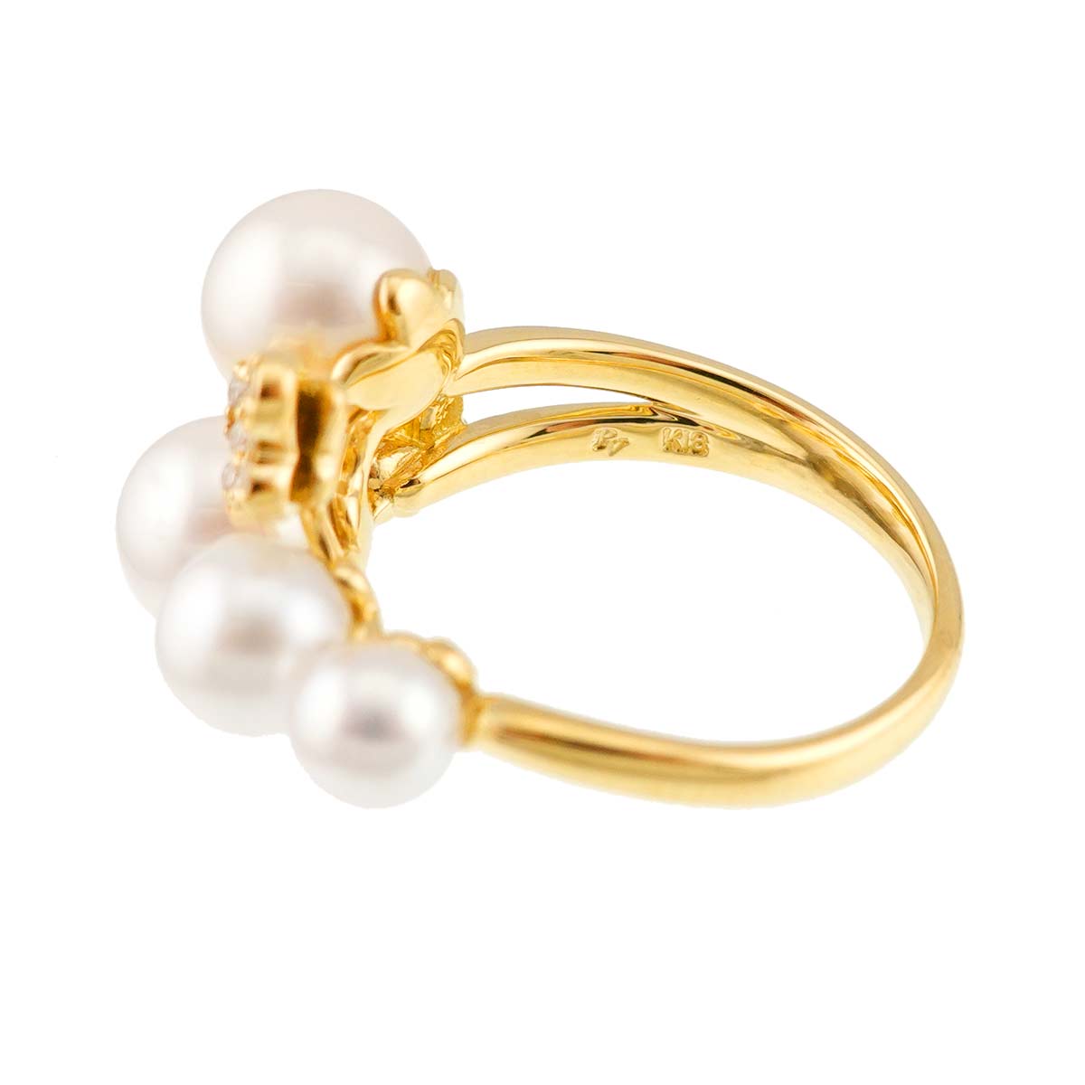 Akoya Pearl 7.0-4.6mm Diamond 0.13ct Ring 18K 750 5.25US