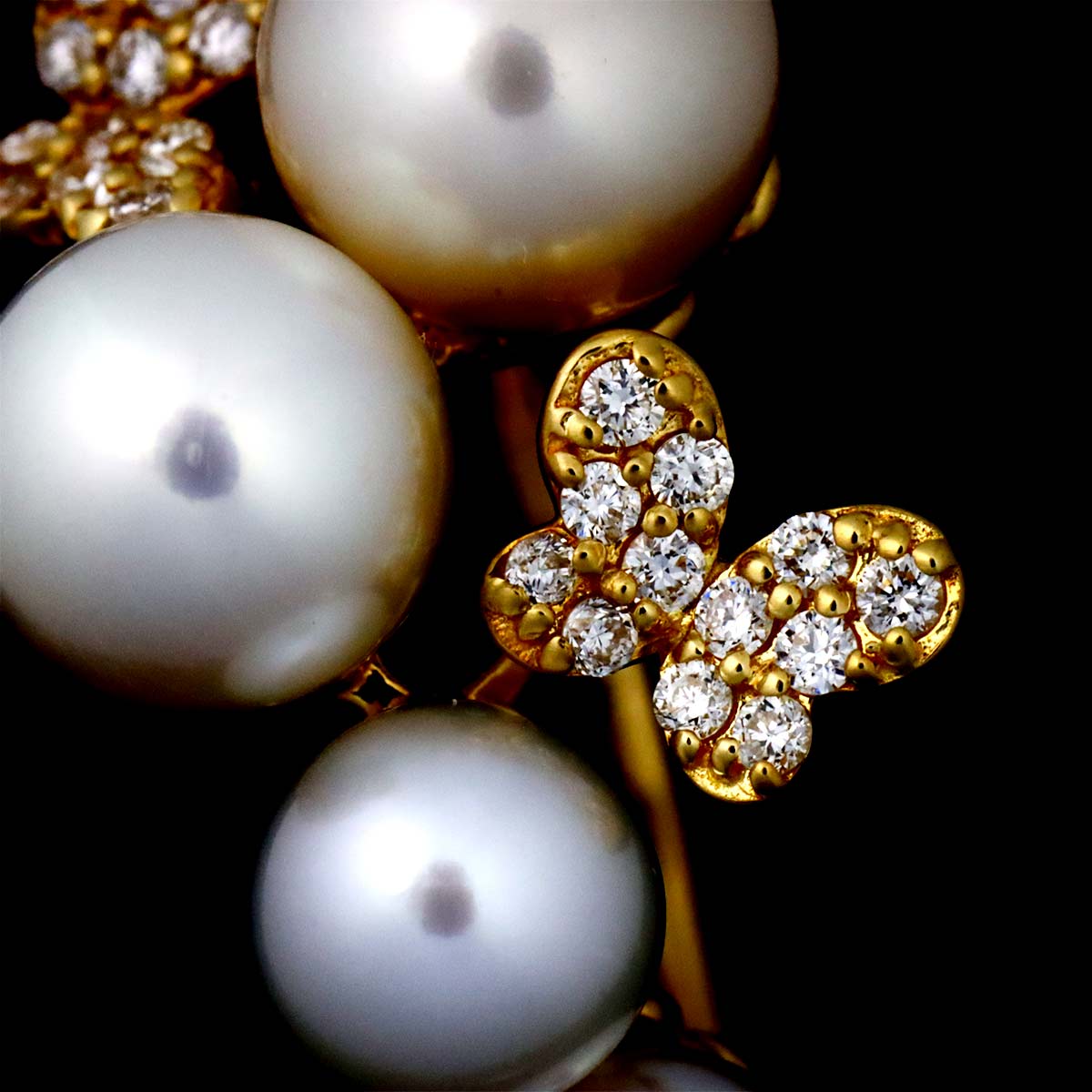 Akoya Pearl 7.0-4.6mm Diamond 0.13ct Ring 18K 750 5.25US