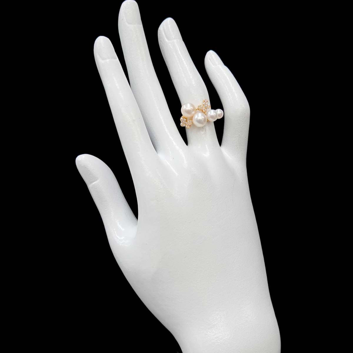 Akoya Pearl 7.0-4.6mm Diamond 0.13ct Ring 18K 750 5.25US