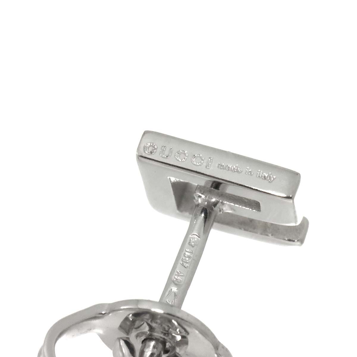G Logo Earrings Pierced 18K White Gold 750