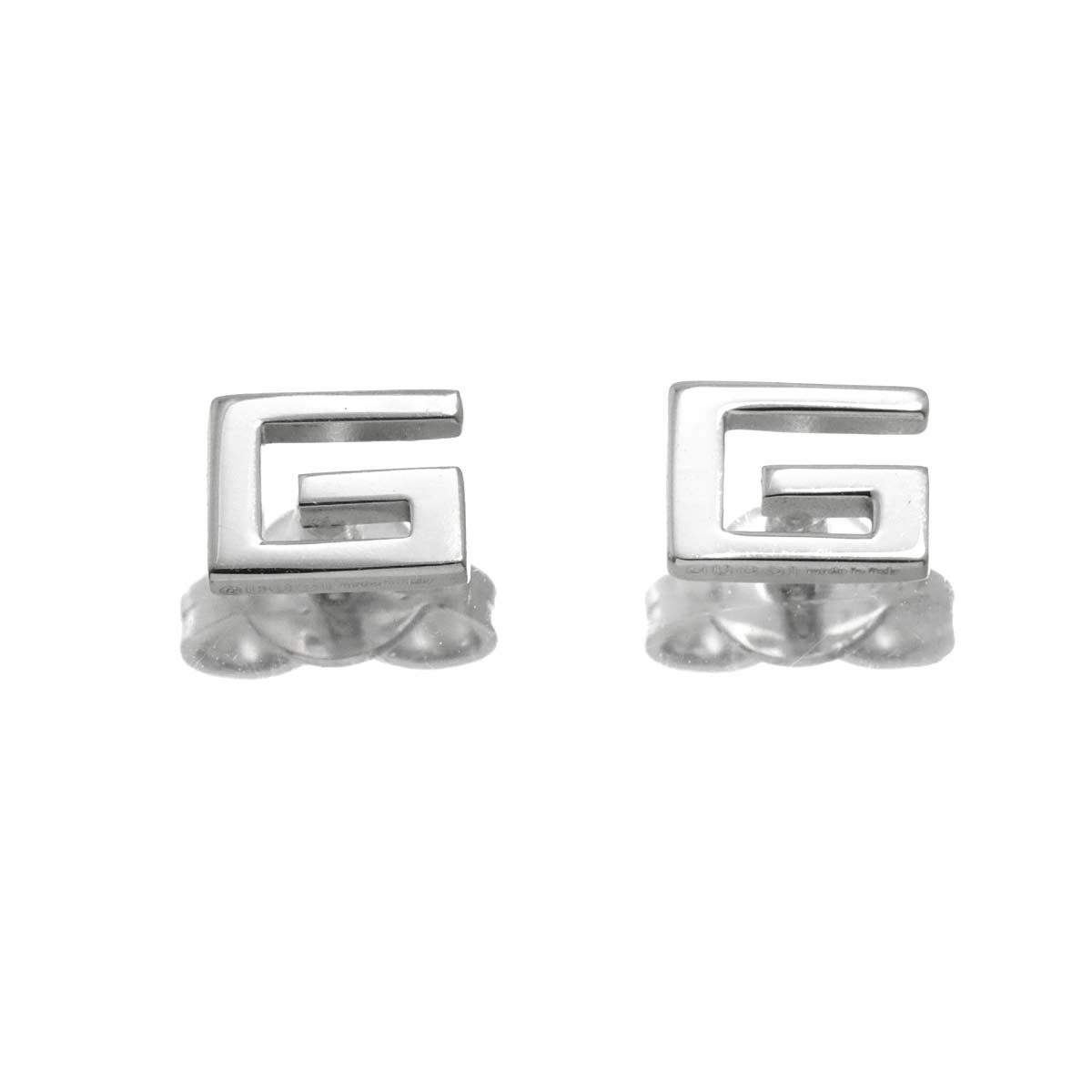 G Logo Earrings Pierced 18K White Gold 750