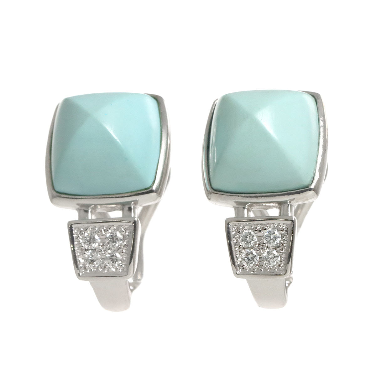 Turquoise Diamond 0.03ct/0.03ct Earrings Clip on 18K WG 750