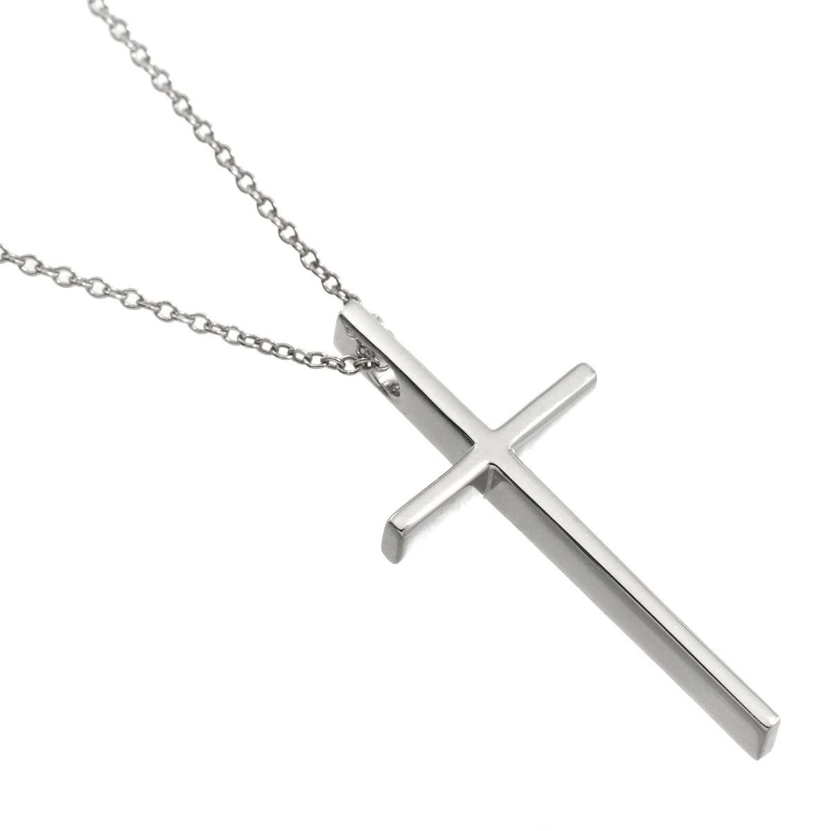 Cross Necklace 18K White Gold 750