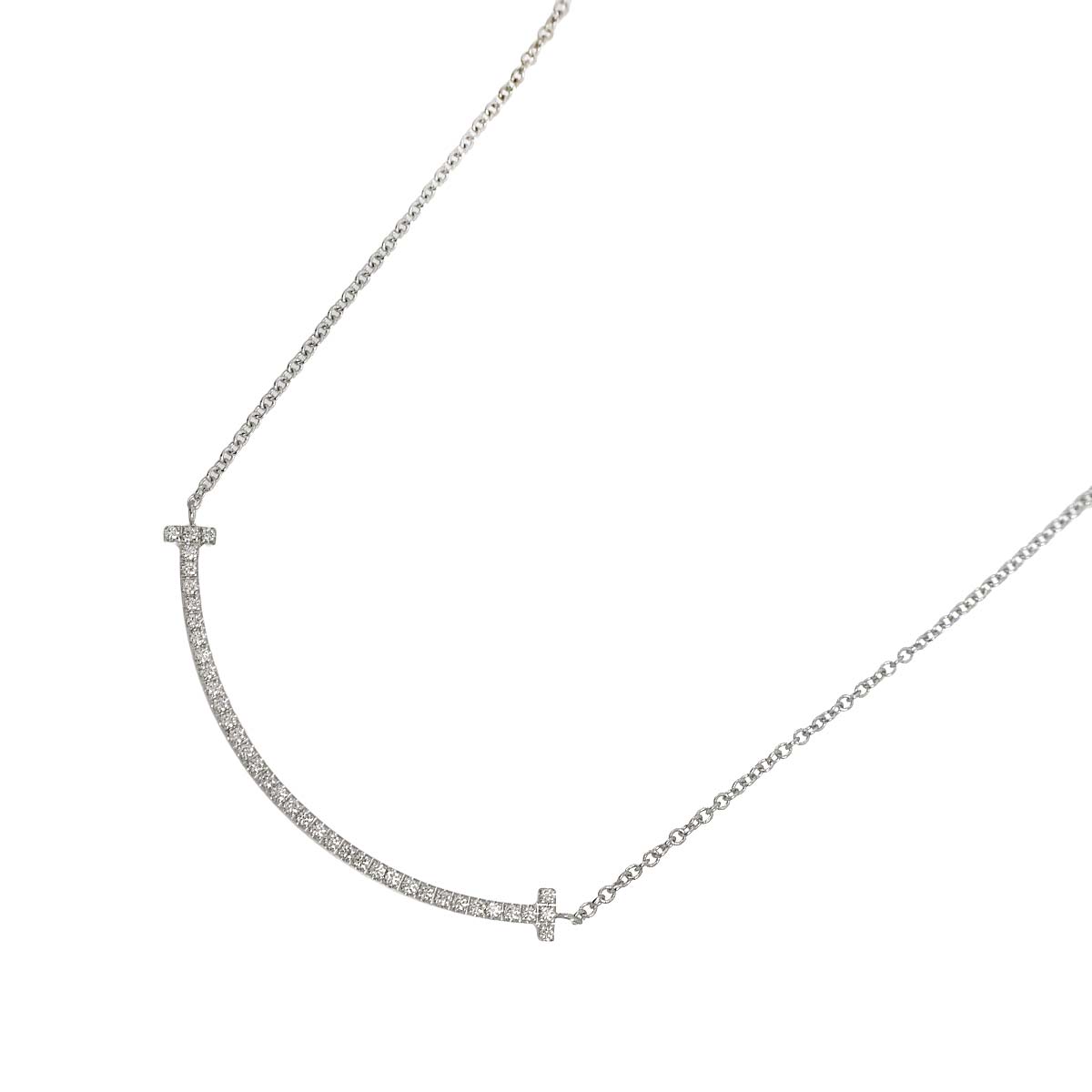 T Smile Diamond Necklace SM 18K White Gold 750