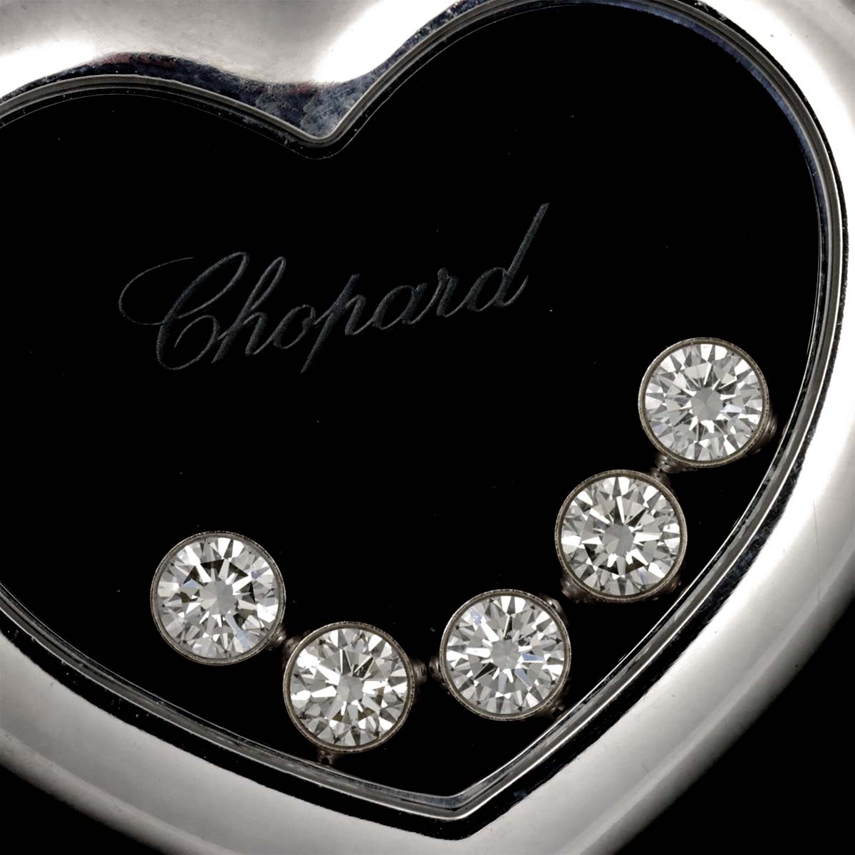 Happy Diamond Heart Long Necklace 18K White Gold 750
