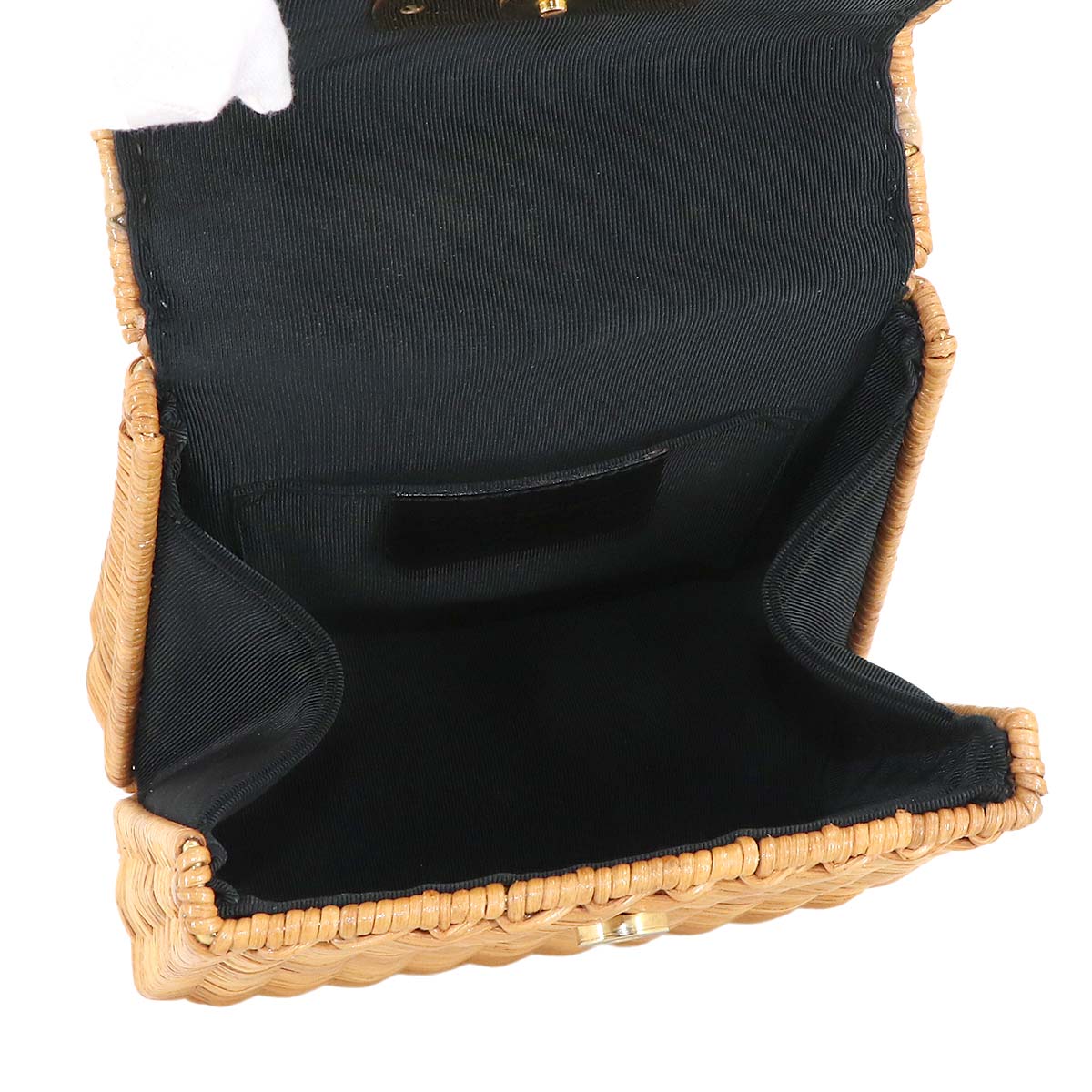 Ganchini Hand Bag Rattan Canework Beige