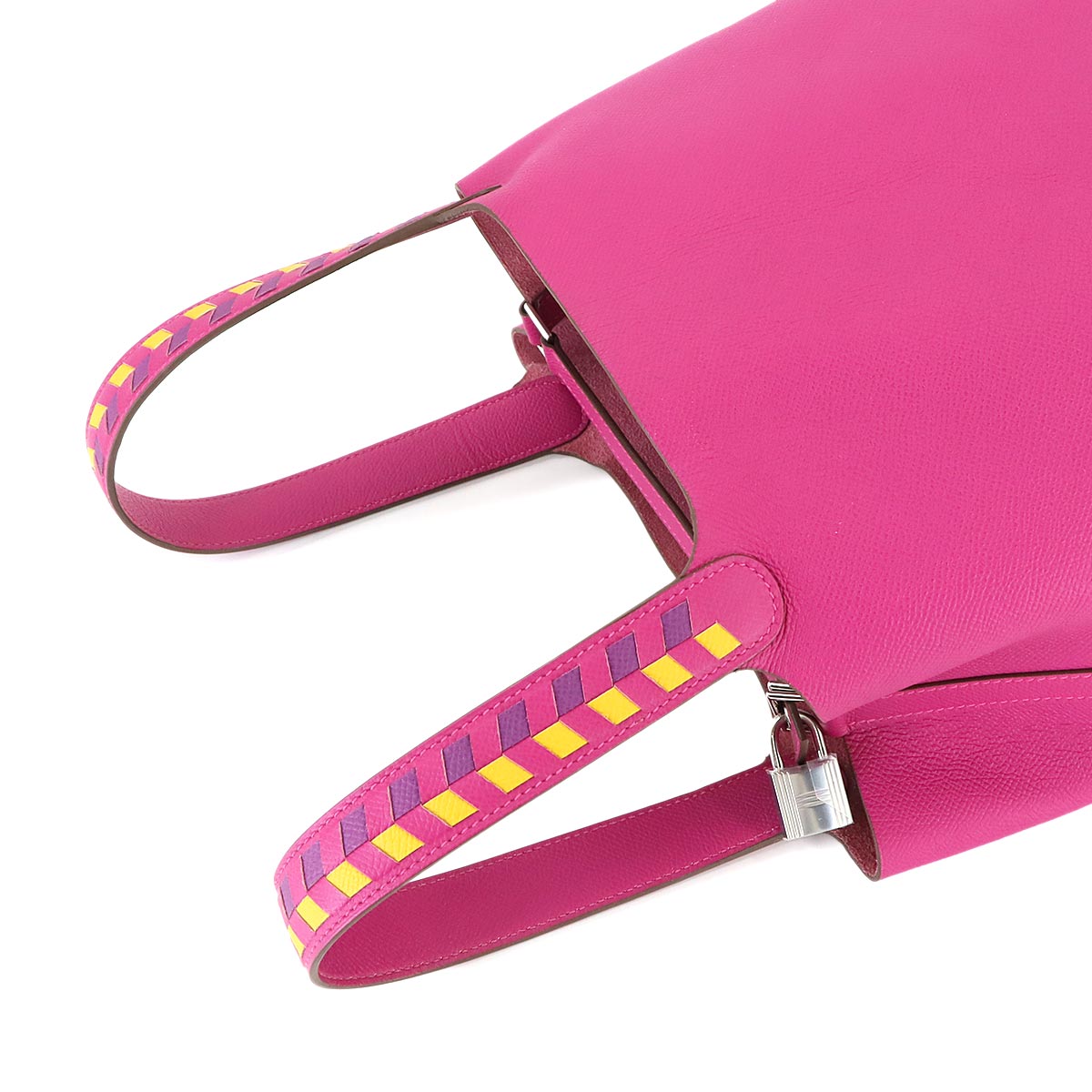 Picotin Lock MM Tressage Hand Bag Epsom Rose purple