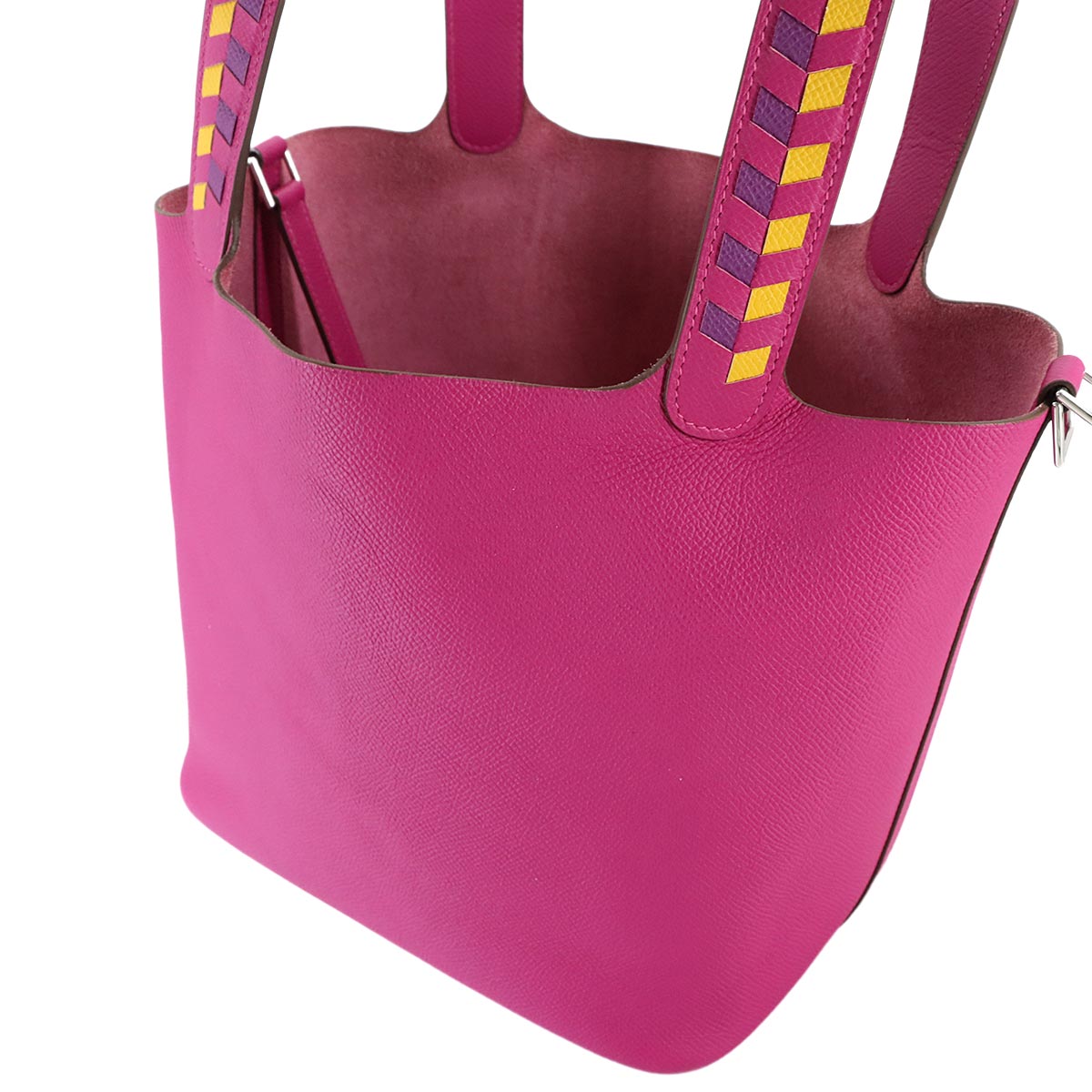 Picotin Lock MM Tressage Hand Bag Epsom Rose purple