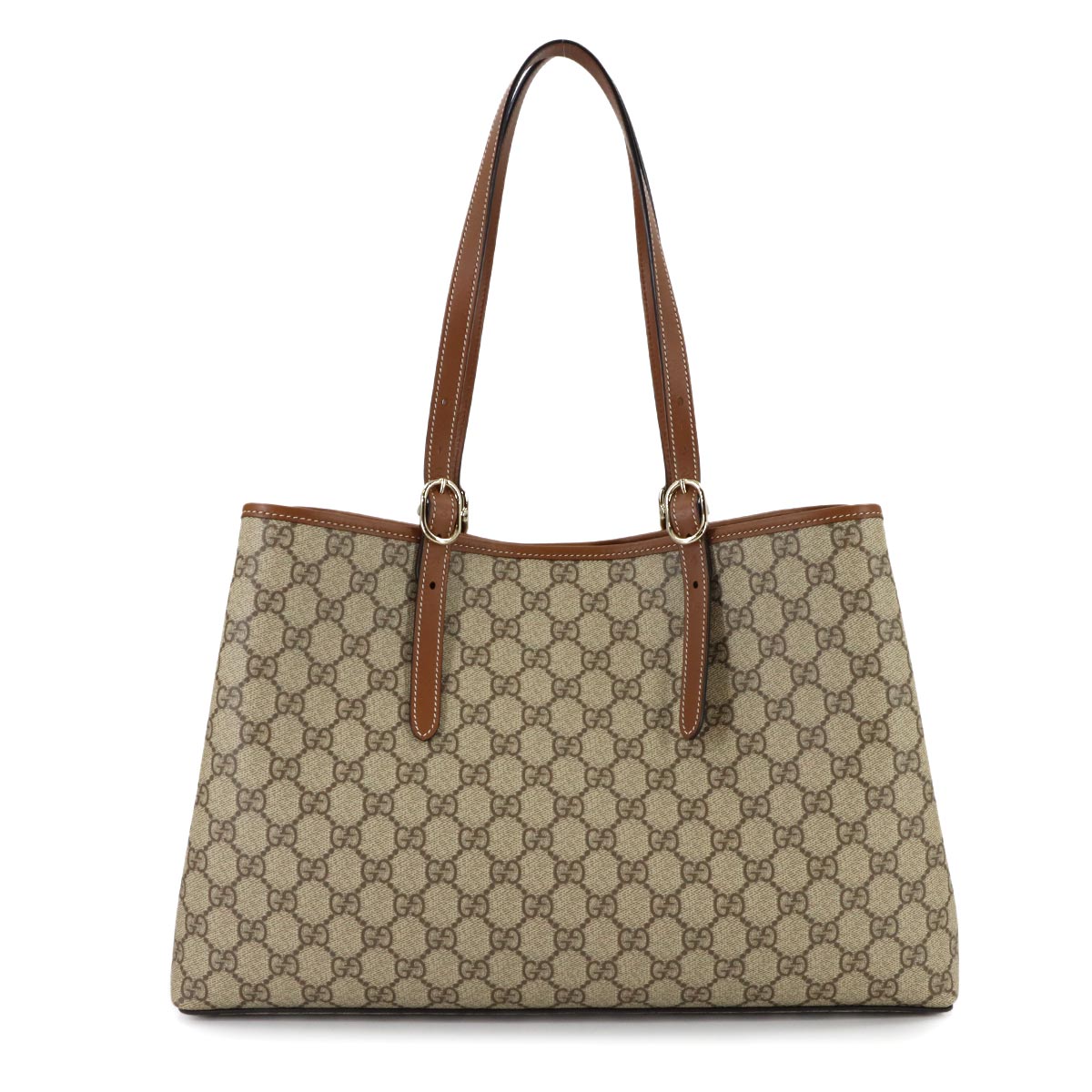 GG Emblem Large Tote Bag Beige Brown Leather 815213 Purse