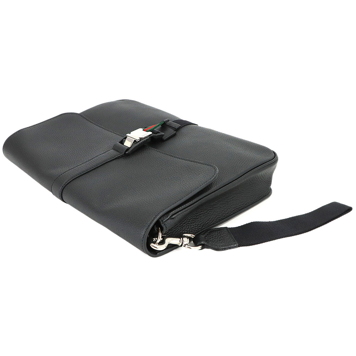 Clutch Bag Leather Black 816755 Web Stripe Purse