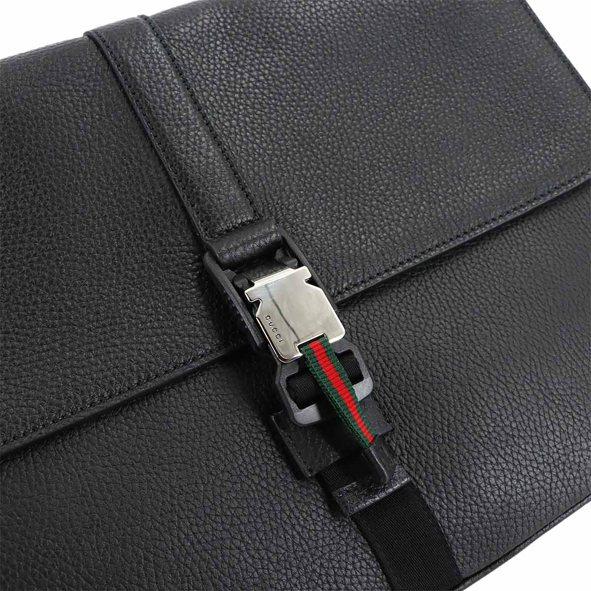 Clutch Bag Leather Black 816755 Web Stripe Purse
