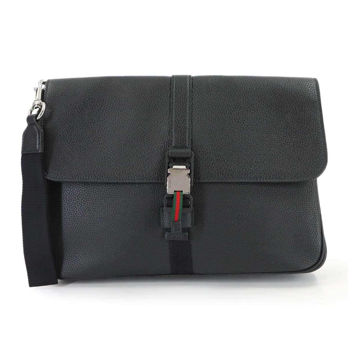 Clutch Bag Leather Black 816755 Web Stripe Purse