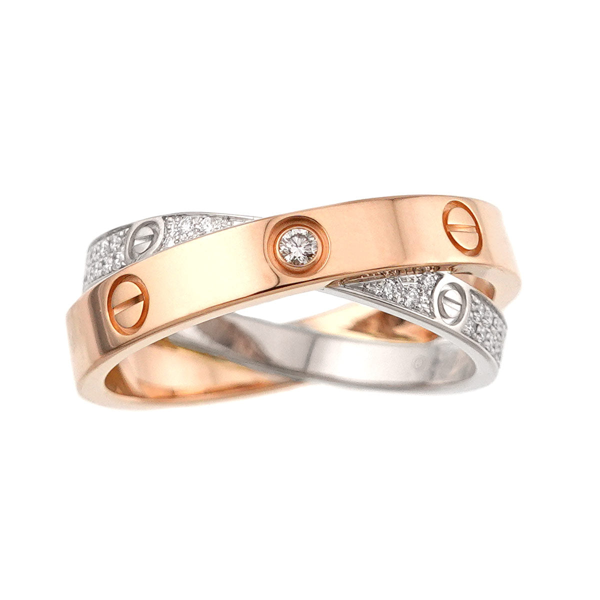 Be LOVE Pave Diamond Ring 18K WG PG 750 Size54 6.75(US)