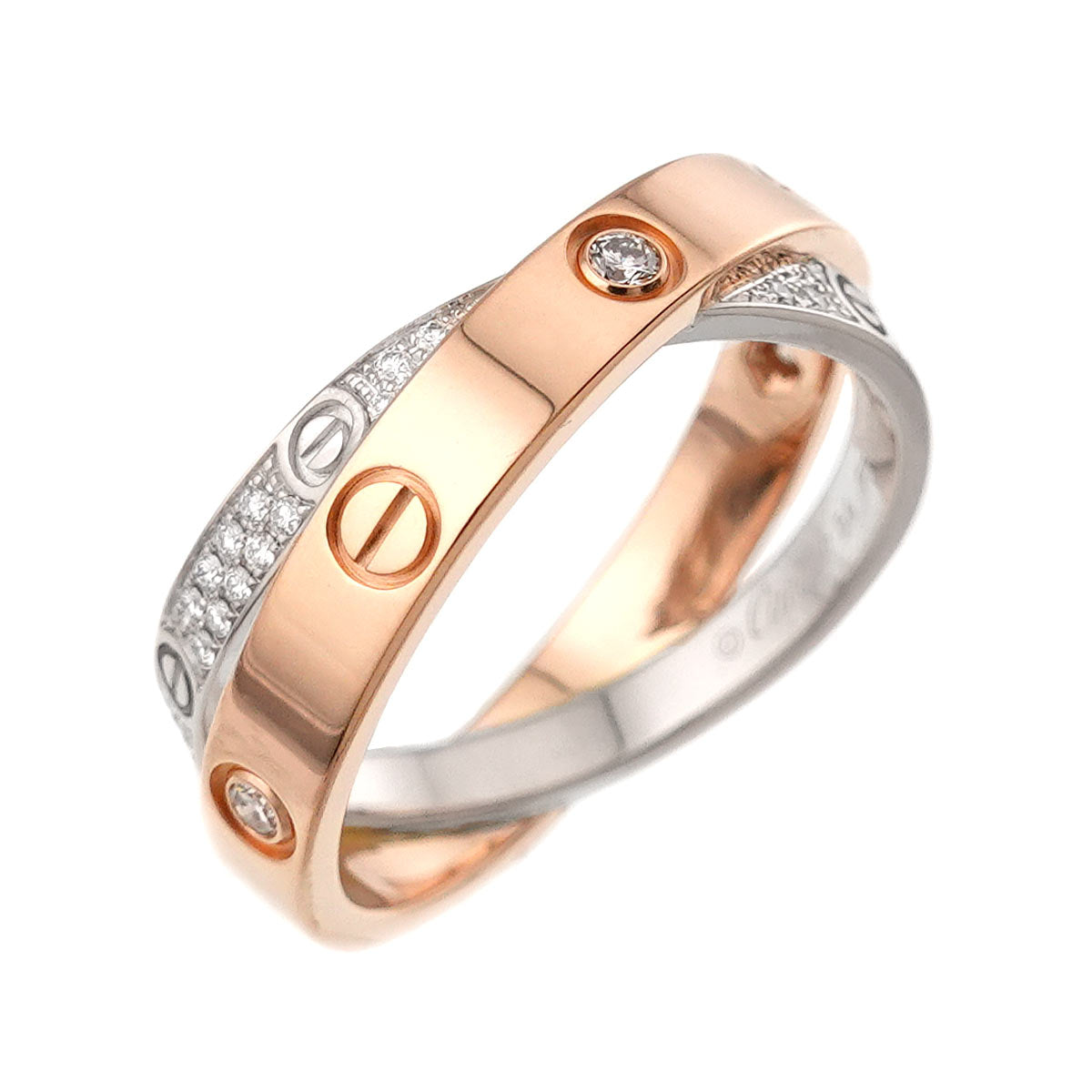 Be LOVE Pave Diamond Ring 18K WG PG 750 Size54 6.75(US)