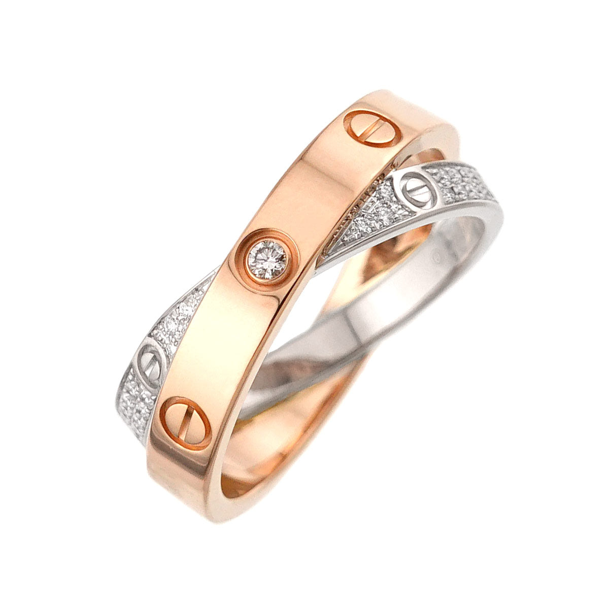 Be LOVE Pave Diamond Ring 18K WG PG 750 Size54 6.75(US)