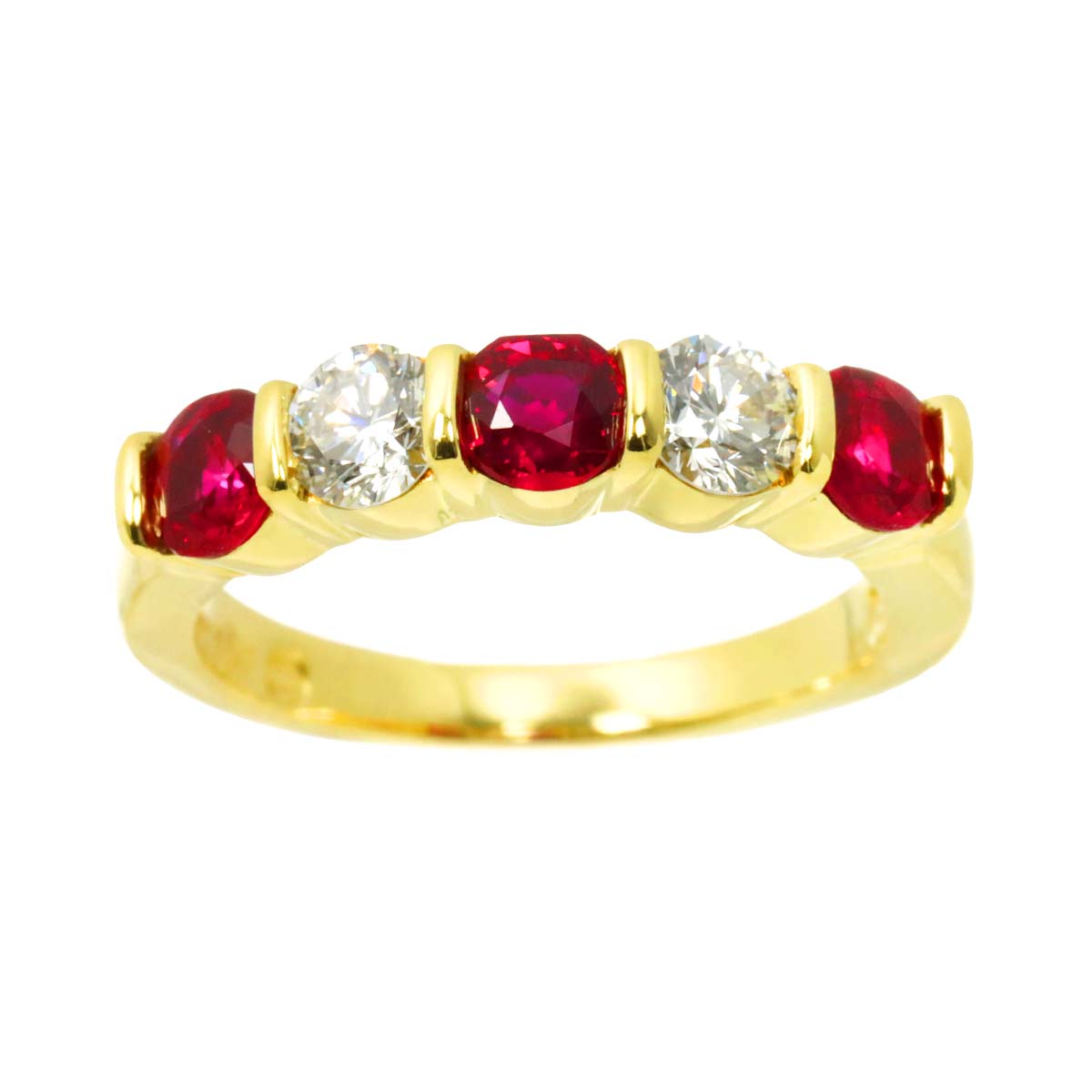 Ruby Diamond Ring 18K YG 750 size4.75-5(US)
