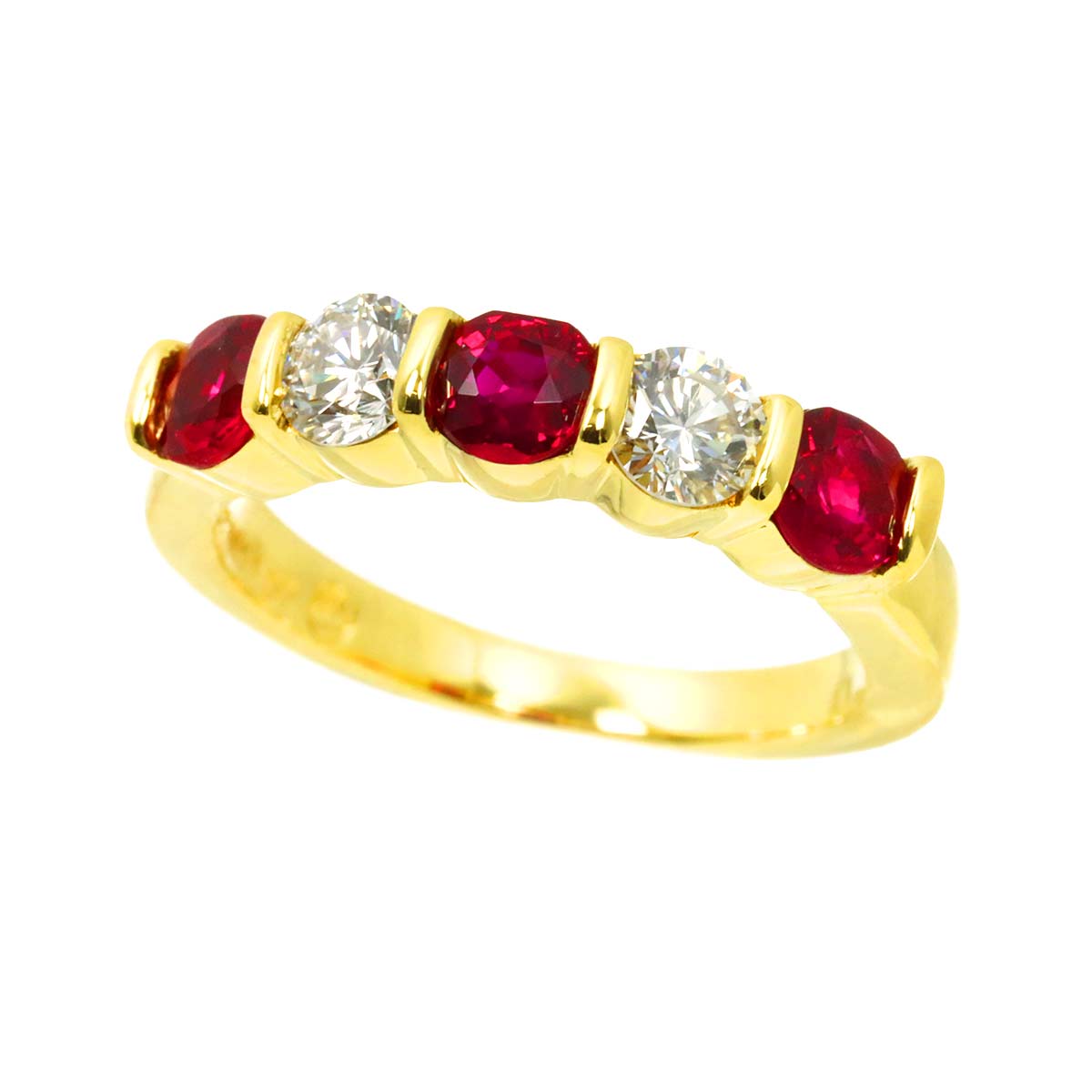 Ruby Diamond Ring 18K YG 750 size4.75-5(US)