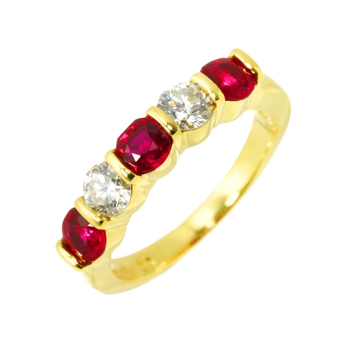 Ruby Diamond Ring 18K YG 750 size4.75-5(US)