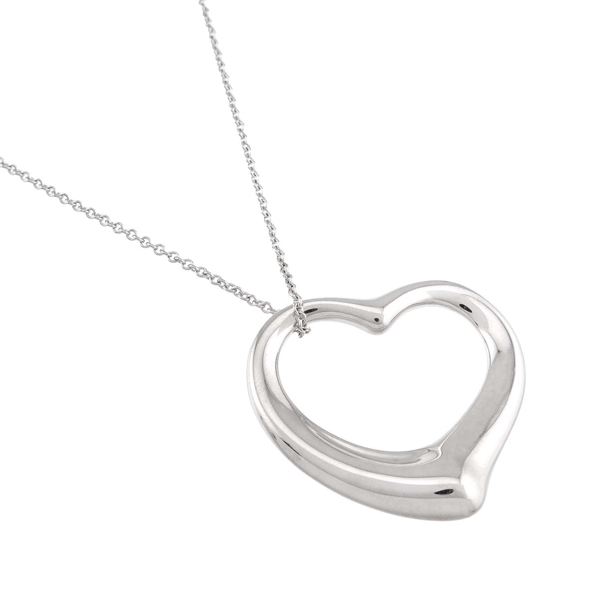 Open Heart Long Necklace Silver 925