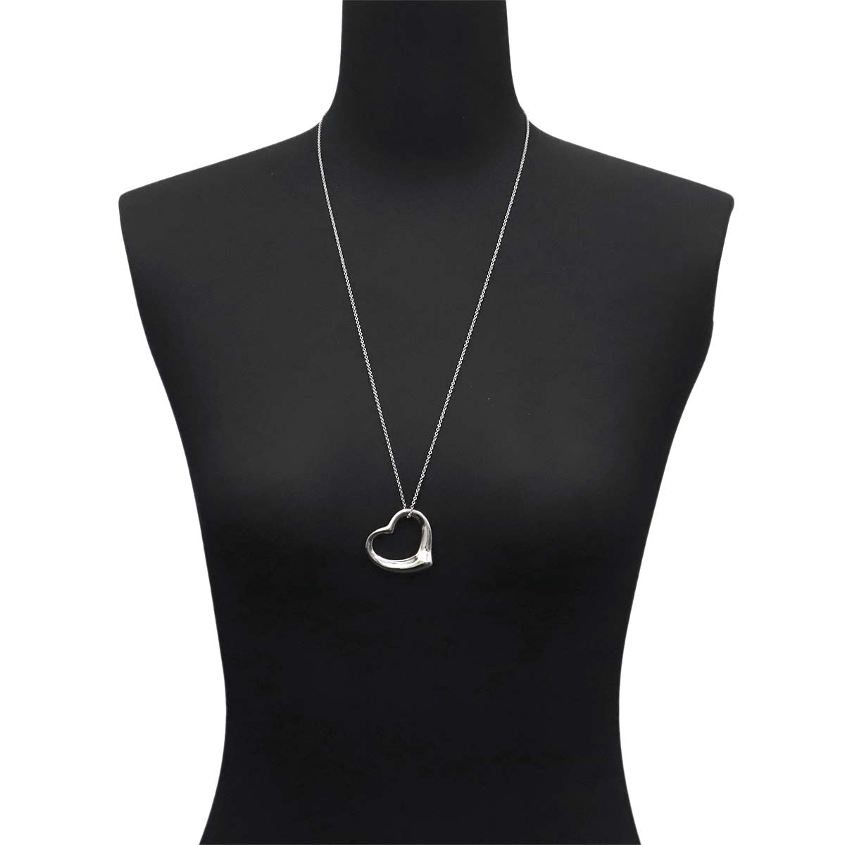 Open Heart Long Necklace Silver 925