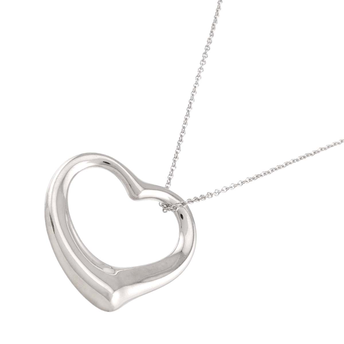 Open Heart Long Necklace Silver 925
