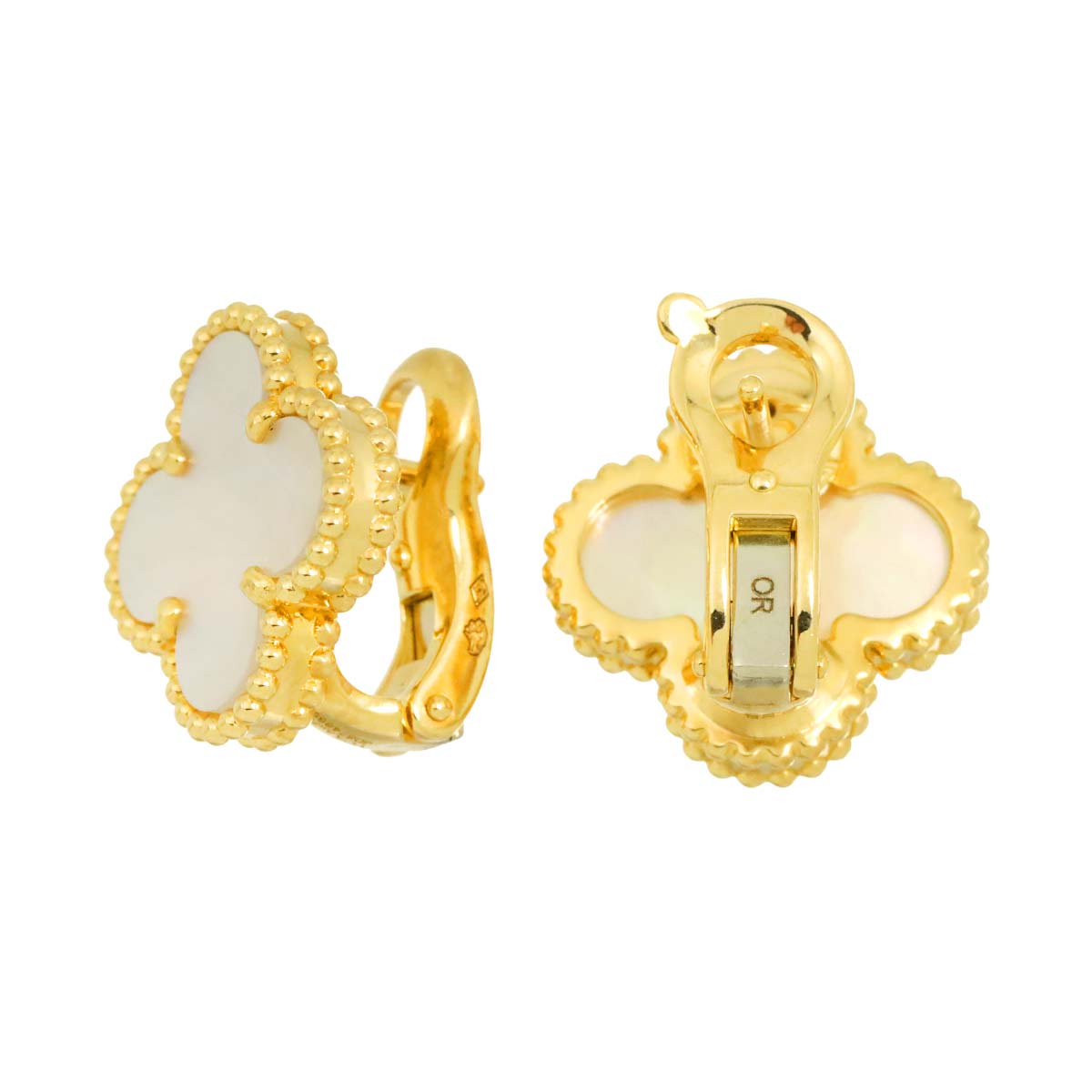 Vintage Alhambra MOP Earrings Pierced 18K YG