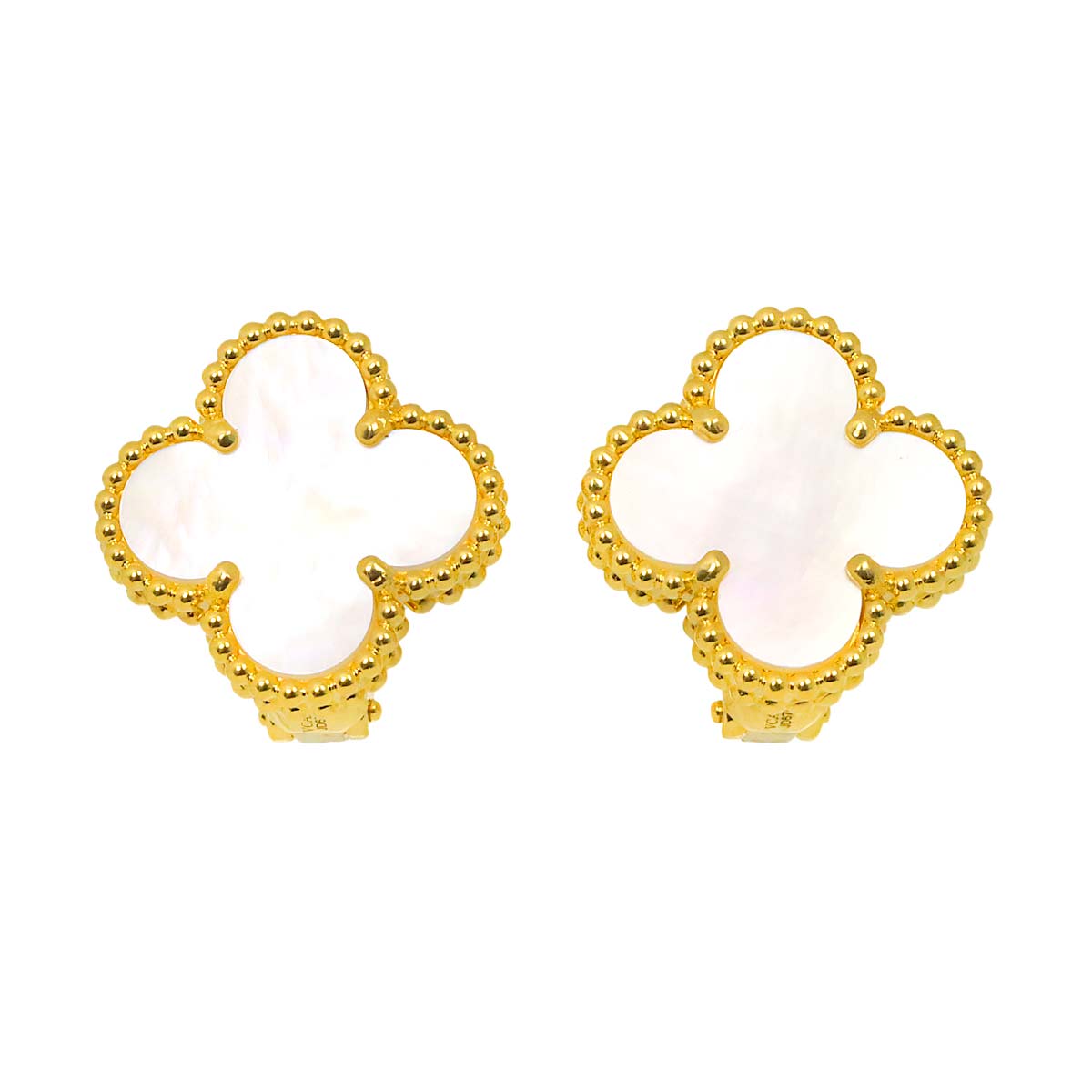 Vintage Alhambra MOP Earrings Pierced 18K YG