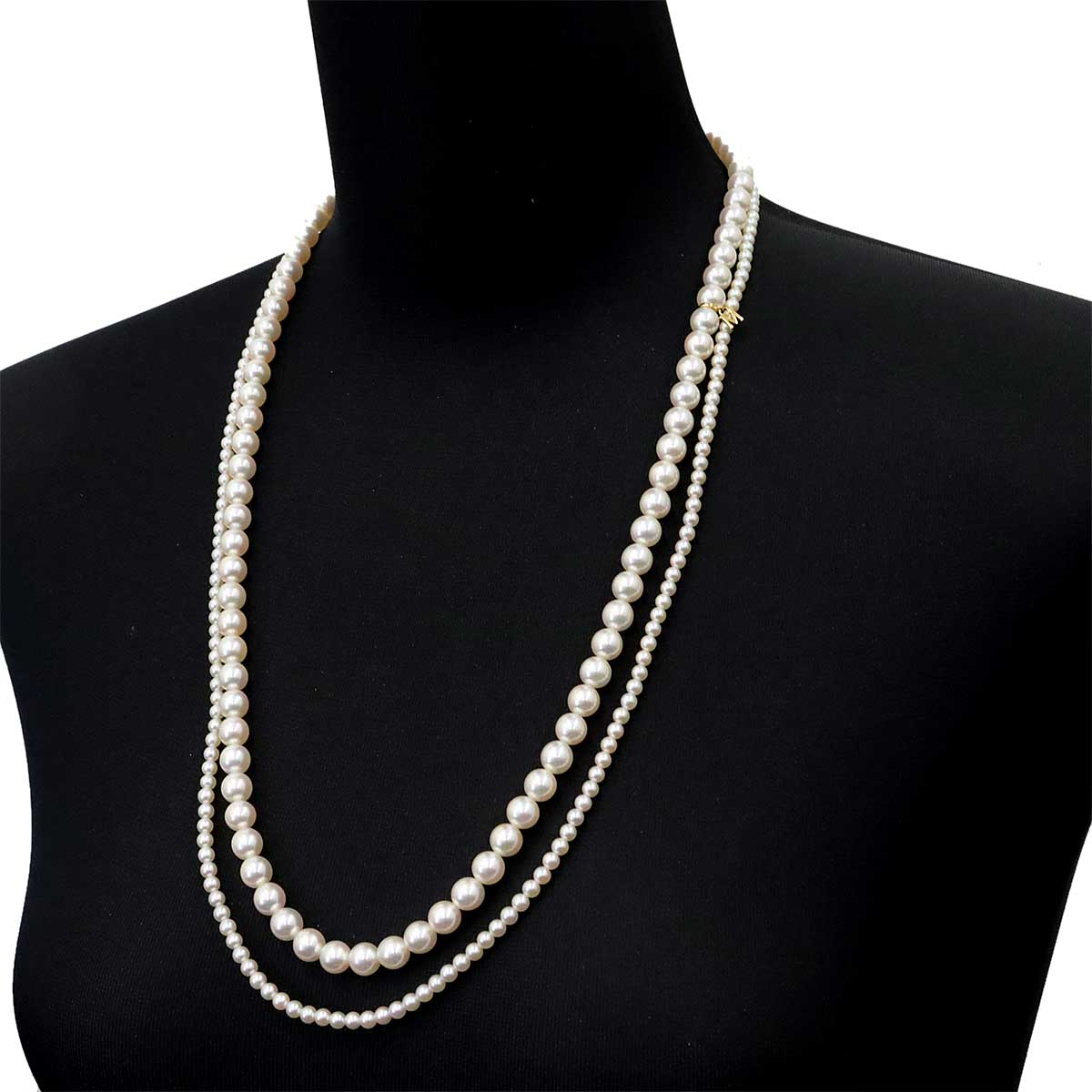 Akoya Pearl 7.3-3.4mm Necklace 18K YG Yellow Gold 750