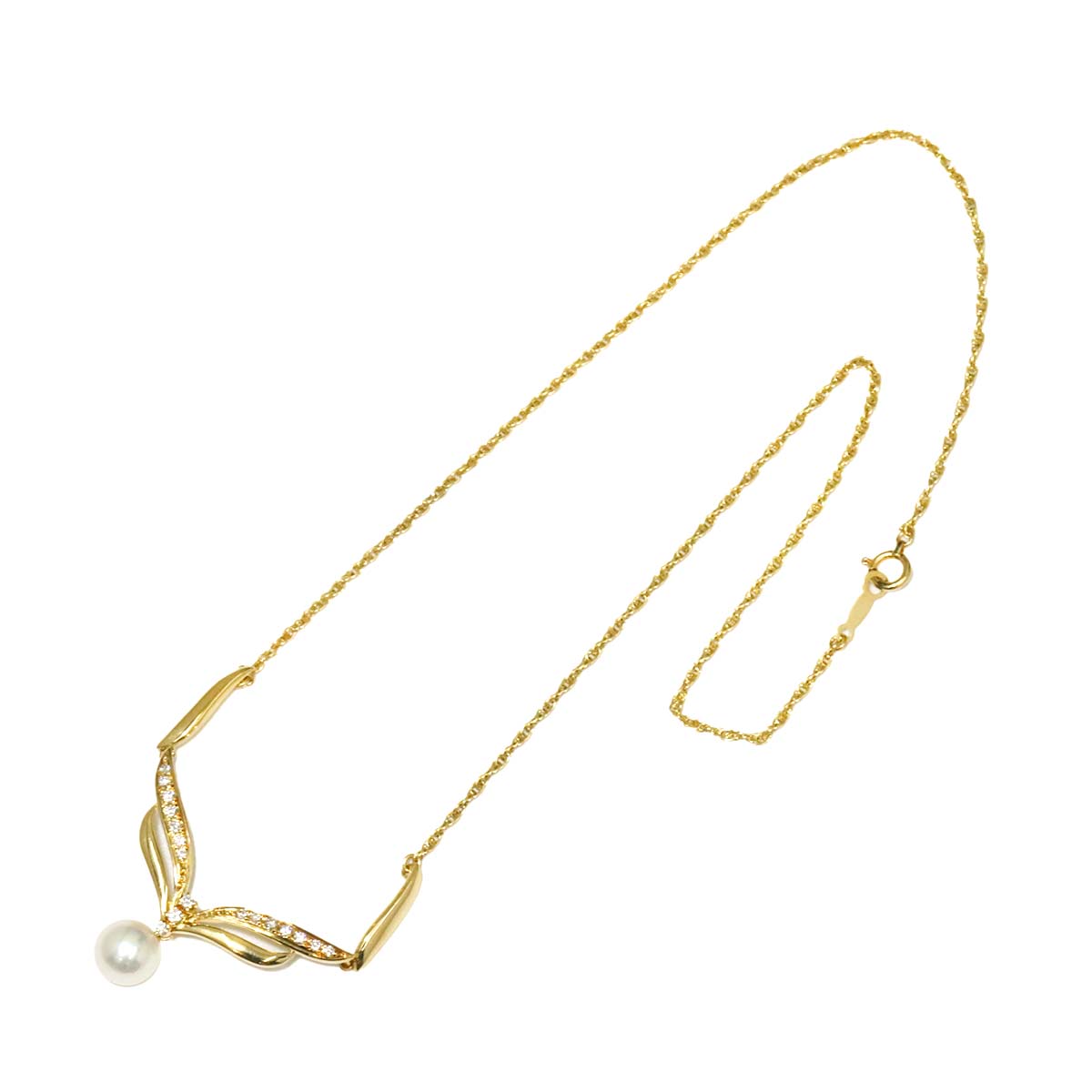 Akoya Pearl 7.5mm Diamond Necklace 18K YG 750