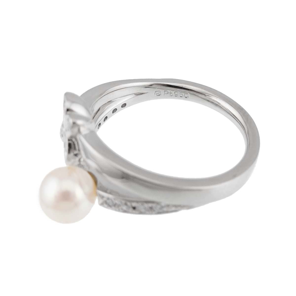 Akoya Pearl 5.5mm Diamond Ring Platinum size4.75-5(US)
