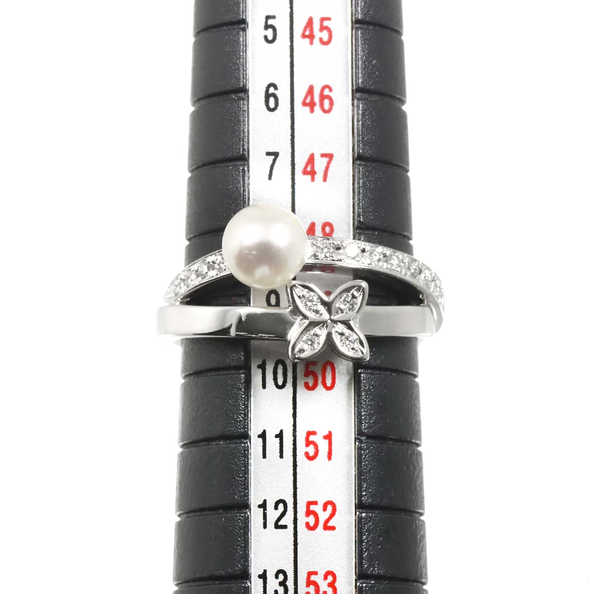 Akoya Pearl 5.5mm Diamond Ring Platinum size4.75-5(US)